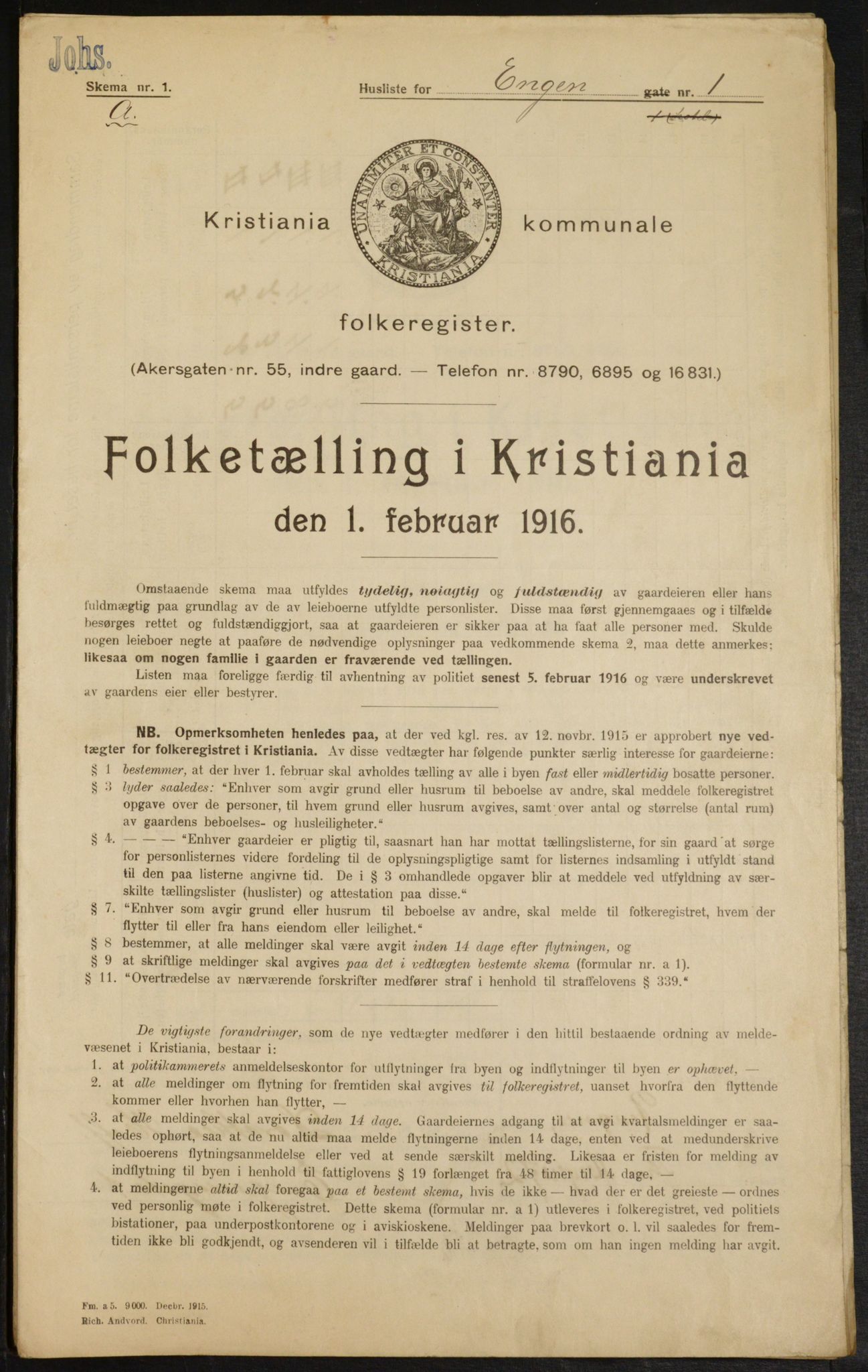 OBA, Municipal Census 1916 for Kristiania, 1916, p. 22081
