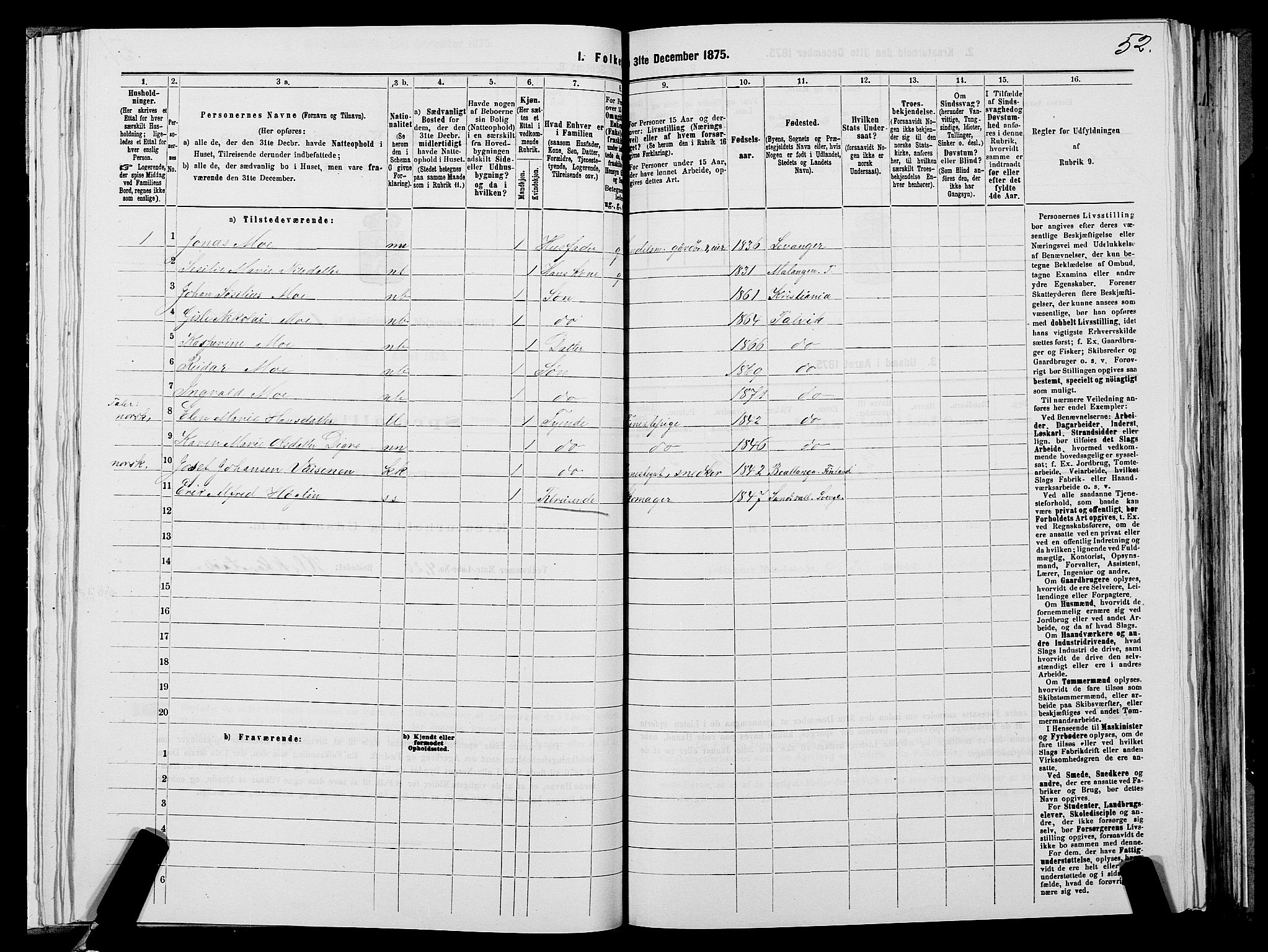 SATØ, 1875 census for 2013P Talvik, 1875, p. 1052