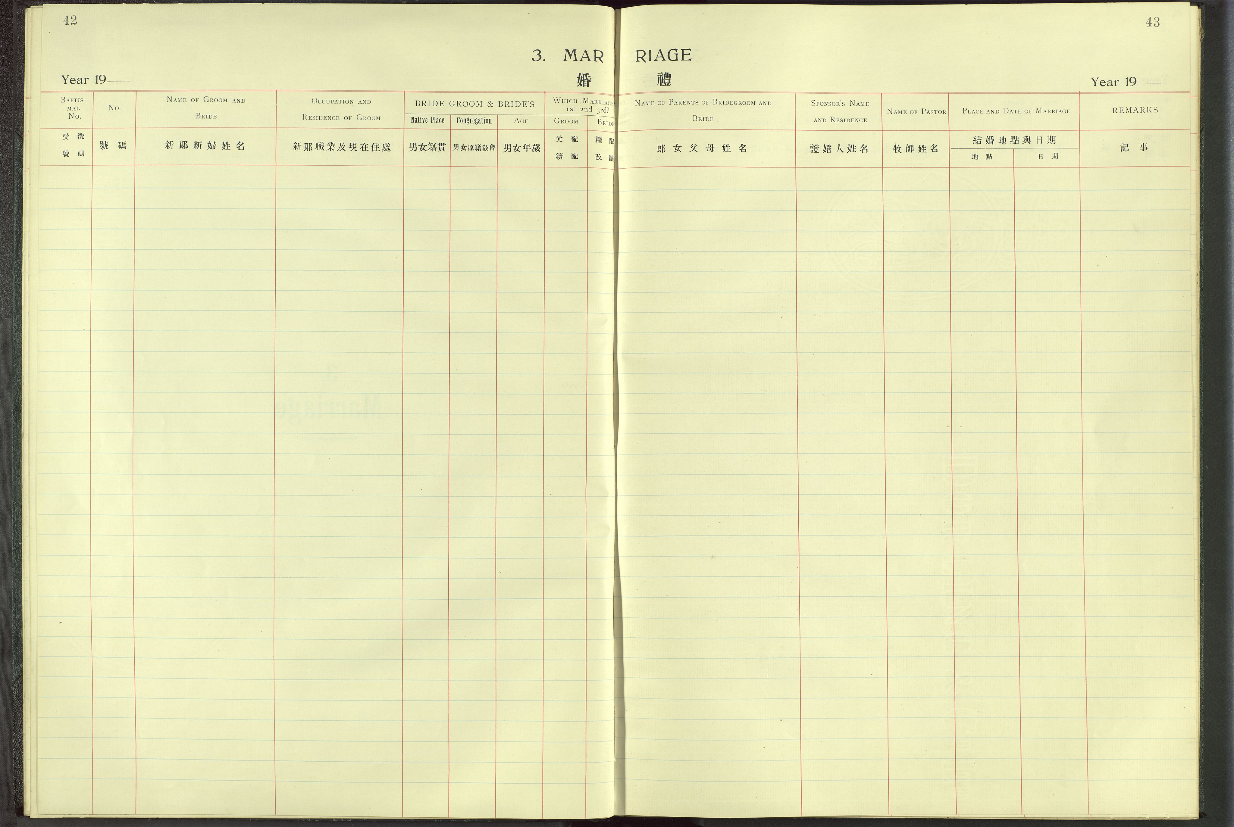 Det Norske Misjonsselskap - utland - Kina (Hunan), VID/MA-A-1065/Dm/L0005: Parish register (official) no. 50, 1914-1948, p. 42-43