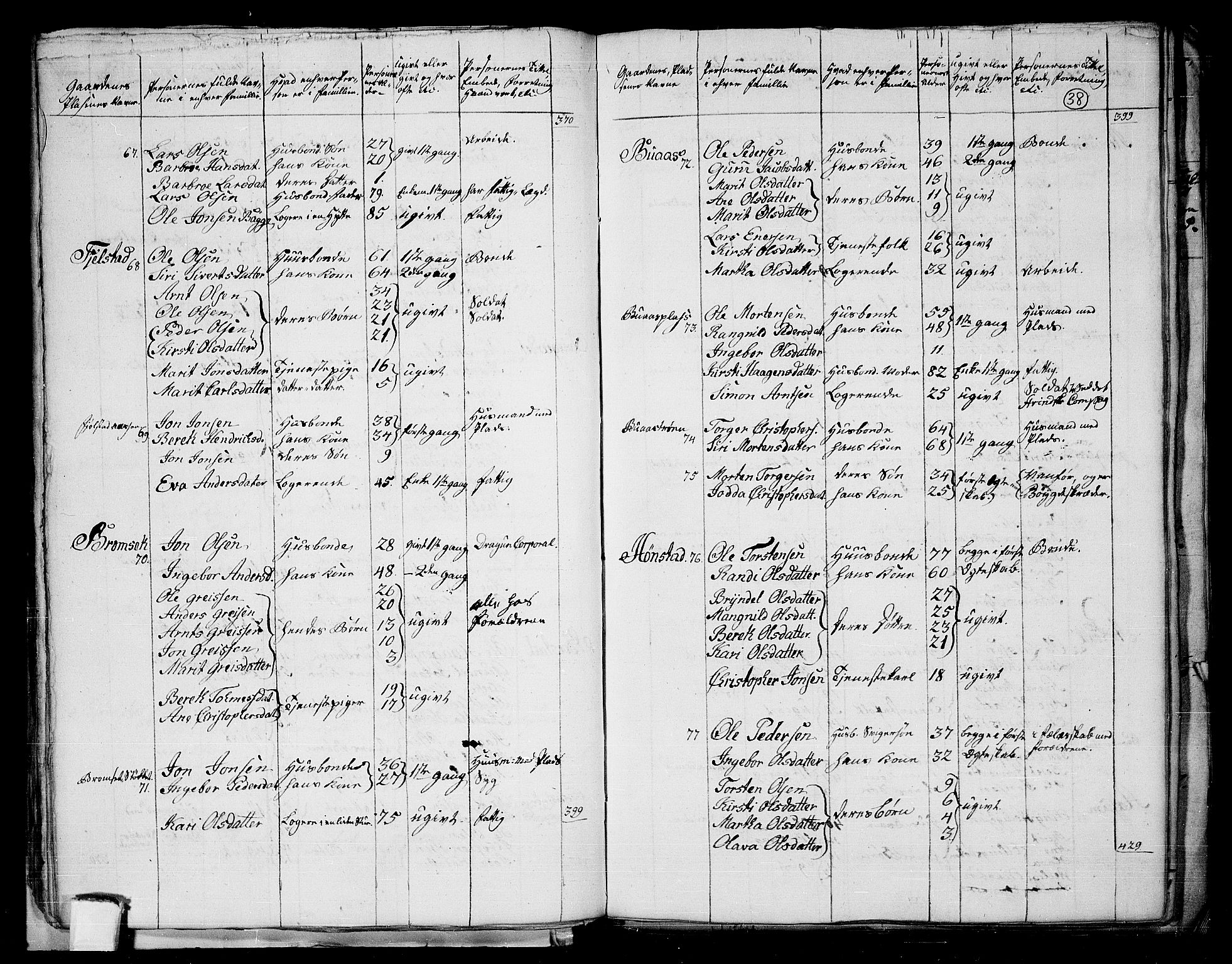 RA, 1801 census for 1660P Strinda, 1801, p. 37b-38a