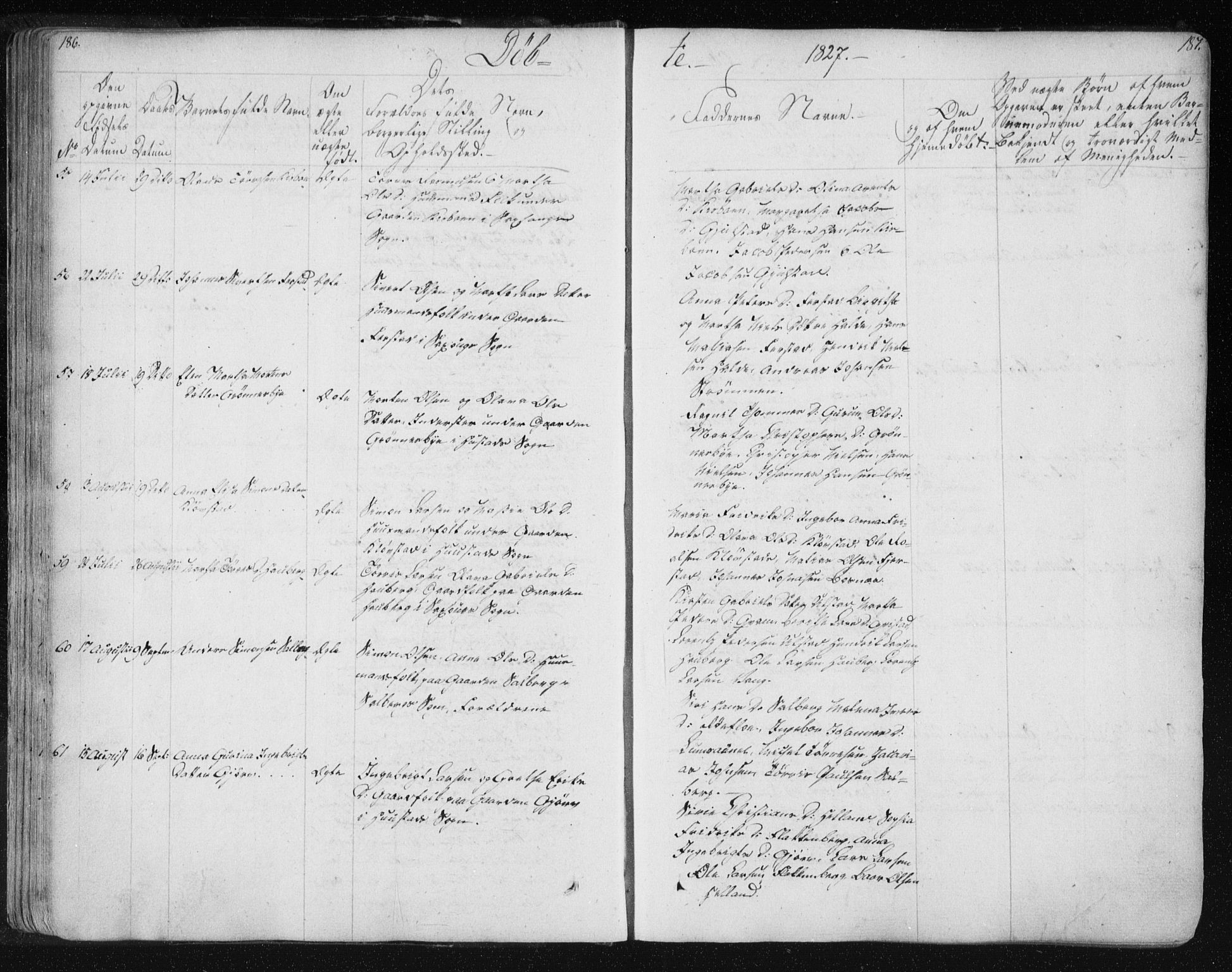 Ministerialprotokoller, klokkerbøker og fødselsregistre - Nord-Trøndelag, SAT/A-1458/730/L0276: Parish register (official) no. 730A05, 1822-1830, p. 186-187