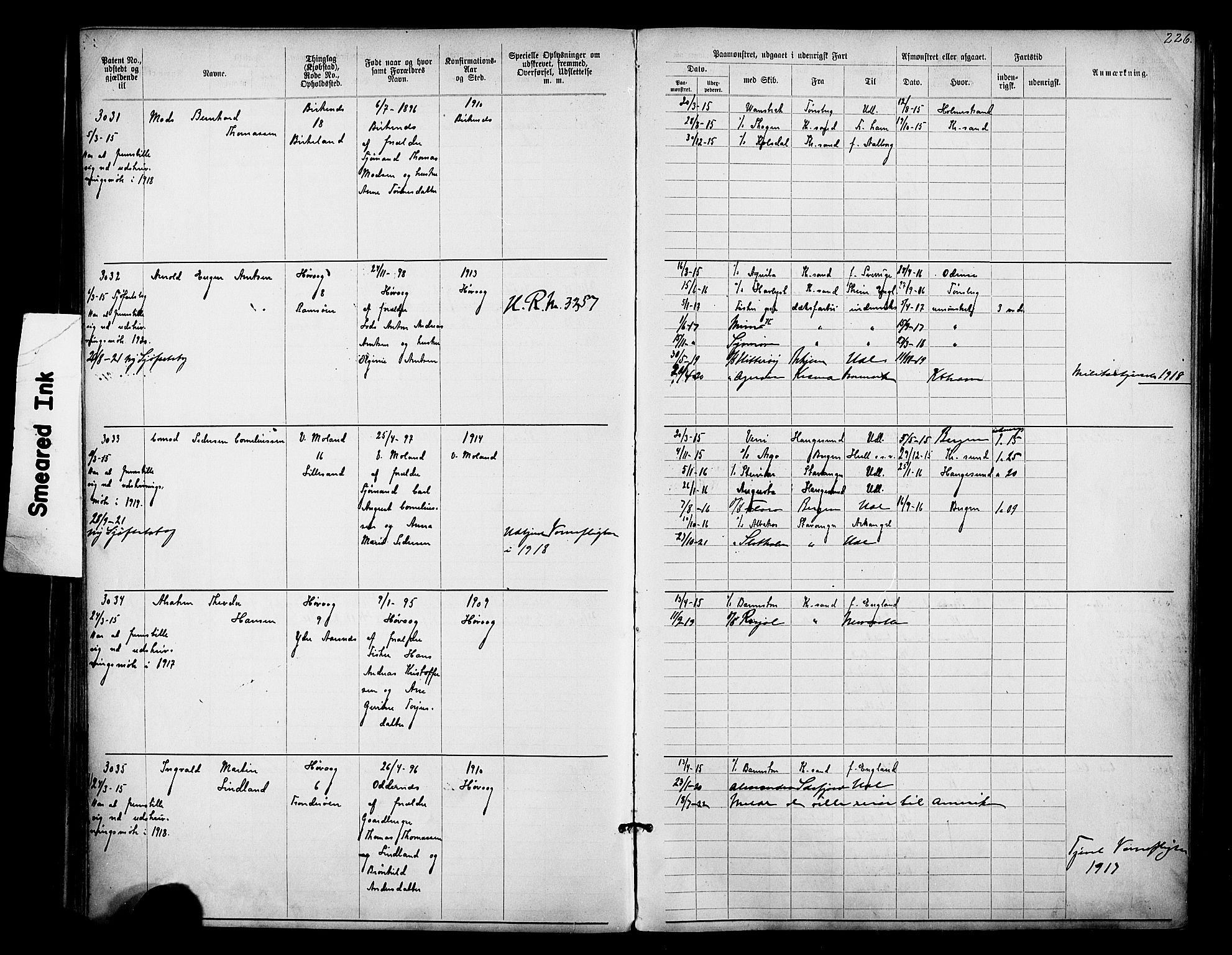 Lillesand mønstringskrets, AV/SAK-2031-0014/F/Fa/L0003: Annotasjonsrulle nr 1911-3489 med register, W-9, 1891-1932, p. 257