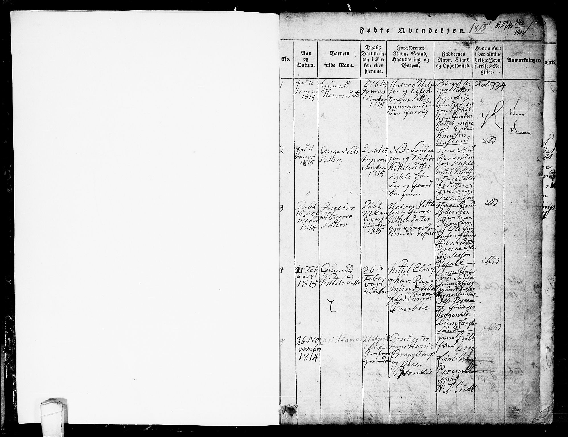 Seljord kirkebøker, SAKO/A-20/G/Ga/L0001: Parish register (copy) no. I 1, 1815-1854, p. 1