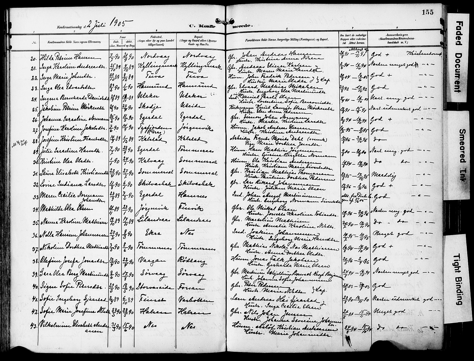 Ministerialprotokoller, klokkerbøker og fødselsregistre - Nordland, AV/SAT-A-1459/859/L0848: Parish register (official) no. 859A08, 1900-1912, p. 155