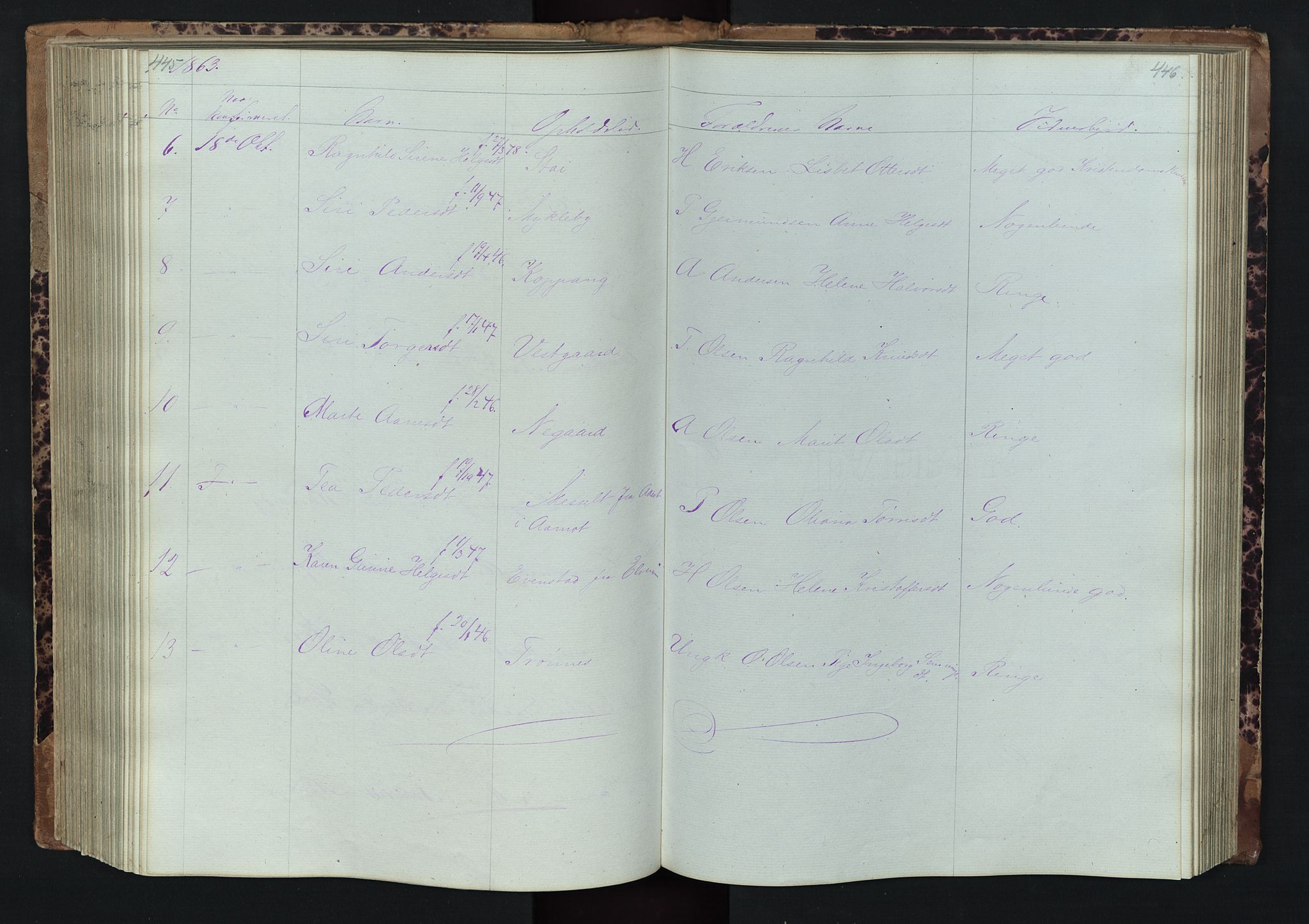 Stor-Elvdal prestekontor, SAH/PREST-052/H/Ha/Hab/L0001: Parish register (copy) no. 1 /1, 1860-1894, p. 445-446