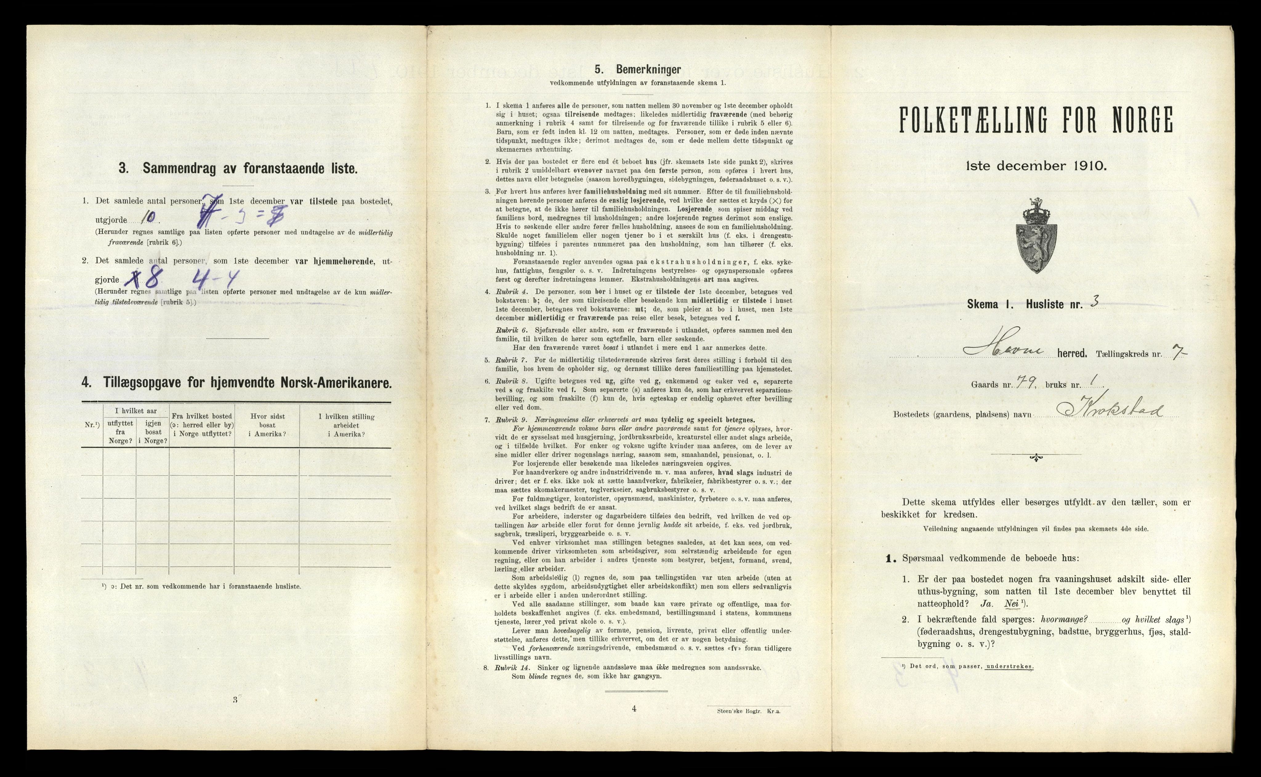 RA, 1910 census for Hemne, 1910, p. 817