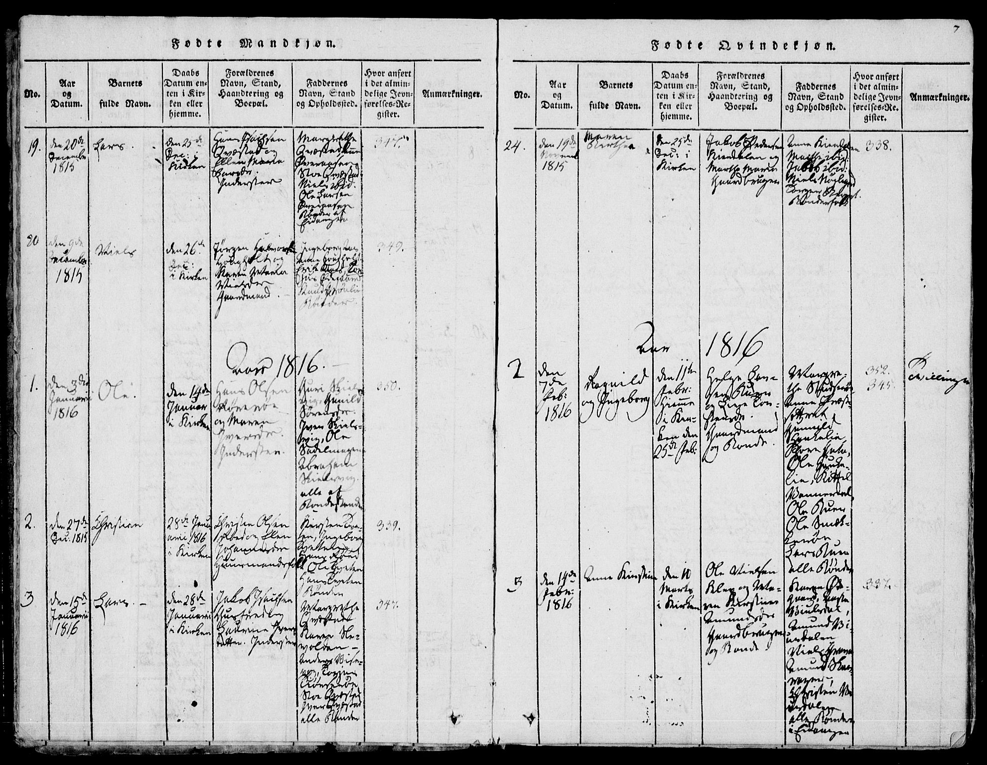 Eidanger kirkebøker, SAKO/A-261/F/Fa/L0007: Parish register (official) no. 7, 1814-1831, p. 7