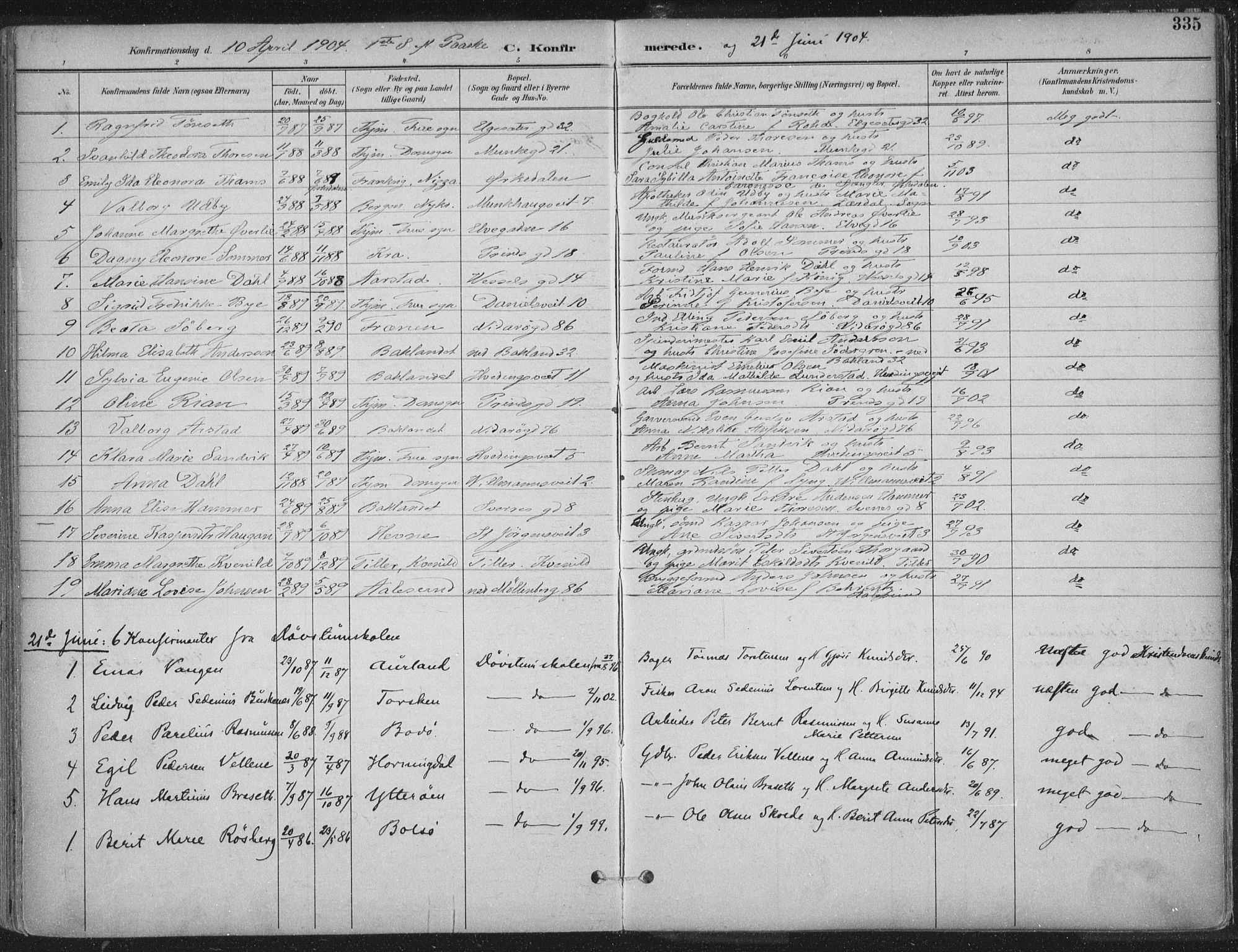 Ministerialprotokoller, klokkerbøker og fødselsregistre - Sør-Trøndelag, SAT/A-1456/601/L0062: Parish register (official) no. 601A30, 1891-1911, p. 335