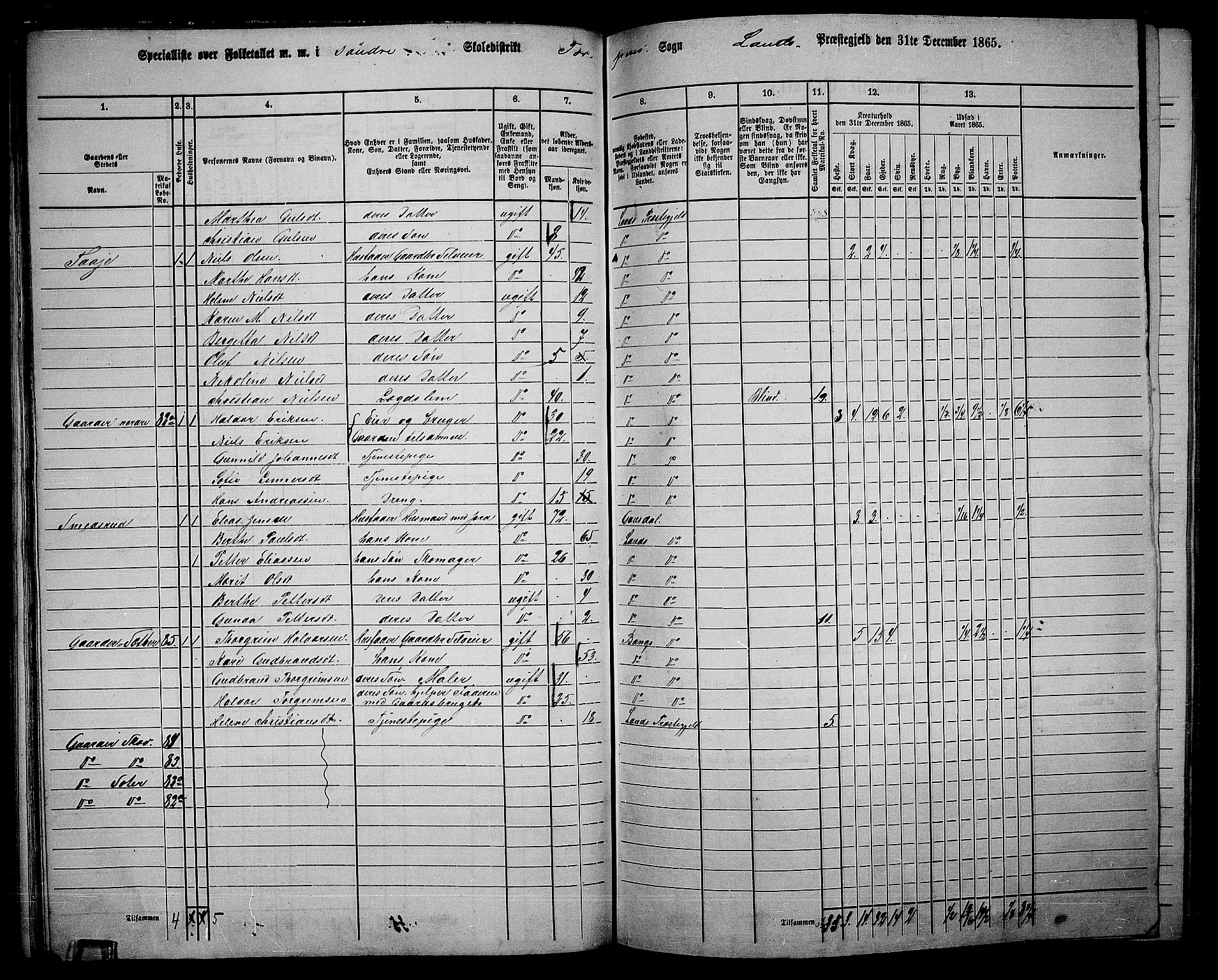 RA, 1865 census for Land, 1865, p. 86