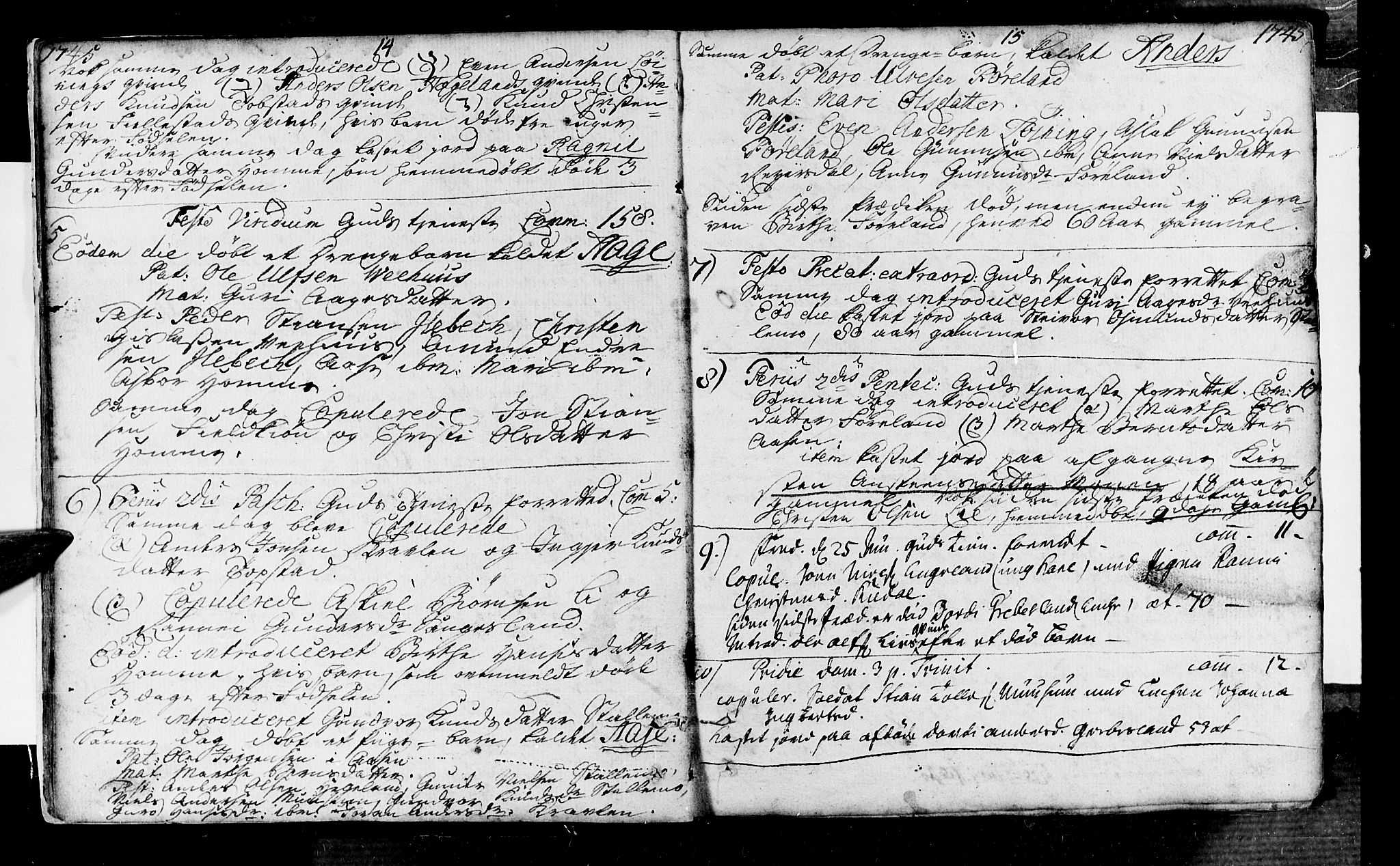 Vennesla sokneprestkontor, AV/SAK-1111-0045/Fa/Fac/L0001: Parish register (official) no. A 1, 1743-1784, p. 14-15