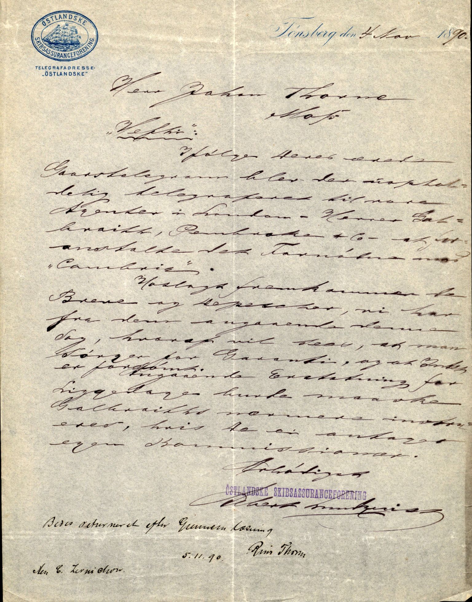 Pa 63 - Østlandske skibsassuranceforening, VEMU/A-1079/G/Ga/L0025/0004: Havaridokumenter / Imanuel, Hefhi, Guldregn, Haabet, Harald, Windsor, 1890, p. 31