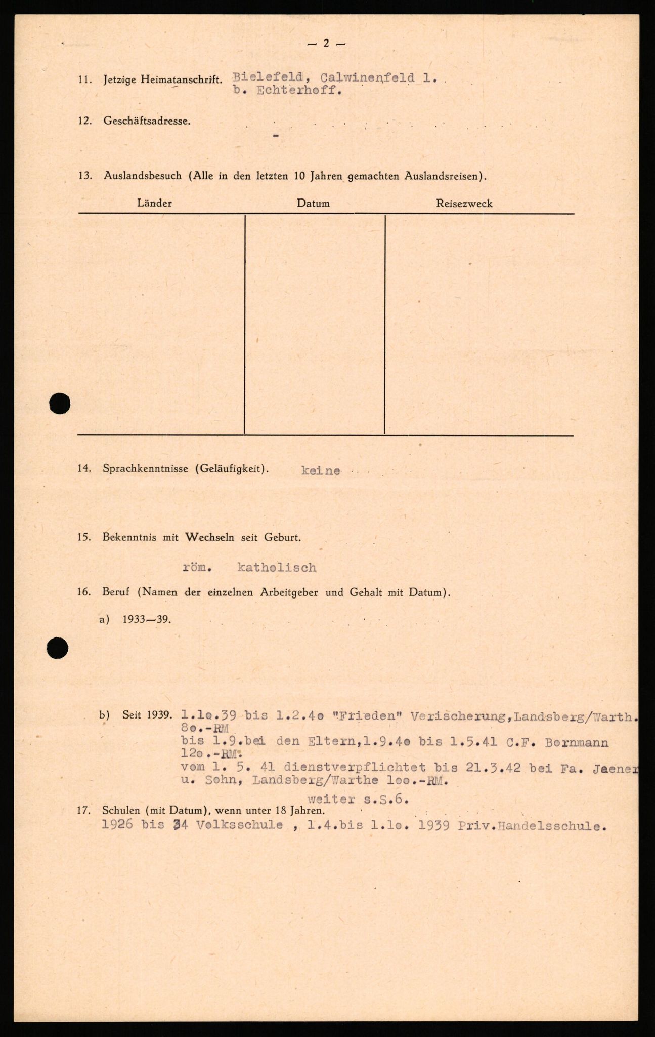 Forsvaret, Forsvarets overkommando II, AV/RA-RAFA-3915/D/Db/L0037: CI Questionaires. Tyske okkupasjonsstyrker i Norge. Tyskere., 1945-1946, p. 337