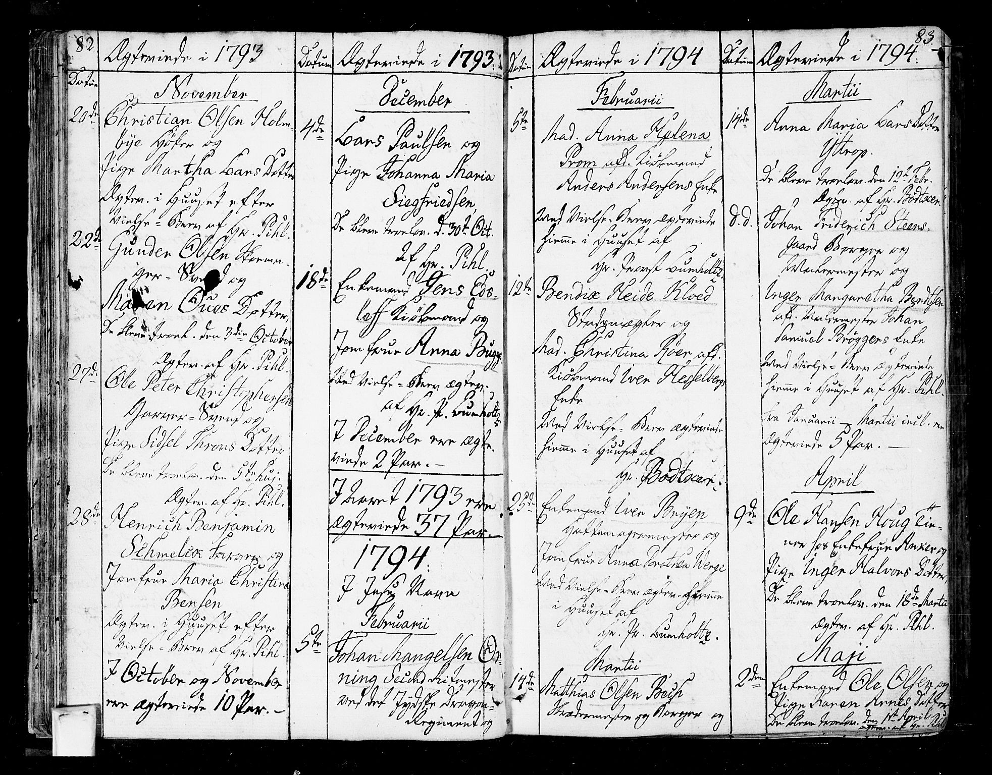 Oslo domkirke Kirkebøker, SAO/A-10752/F/Fa/L0005: Parish register (official) no. 5, 1787-1806, p. 82-83