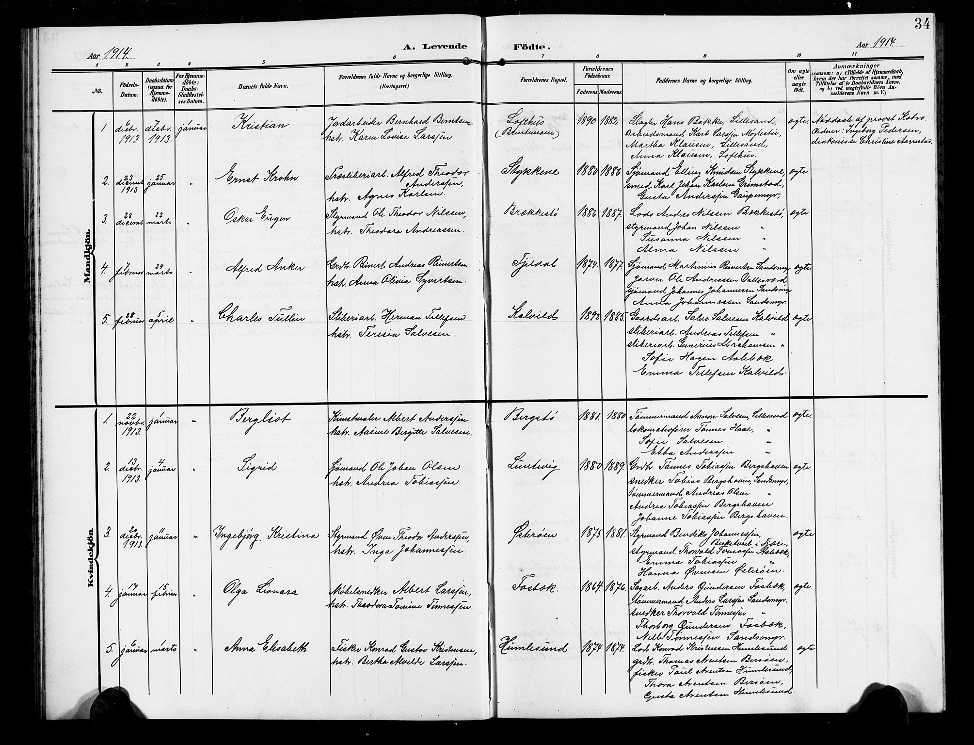 Vestre Moland sokneprestkontor, AV/SAK-1111-0046/F/Fb/Fbb/L0007: Parish register (copy) no. B 7, 1906-1929, p. 35