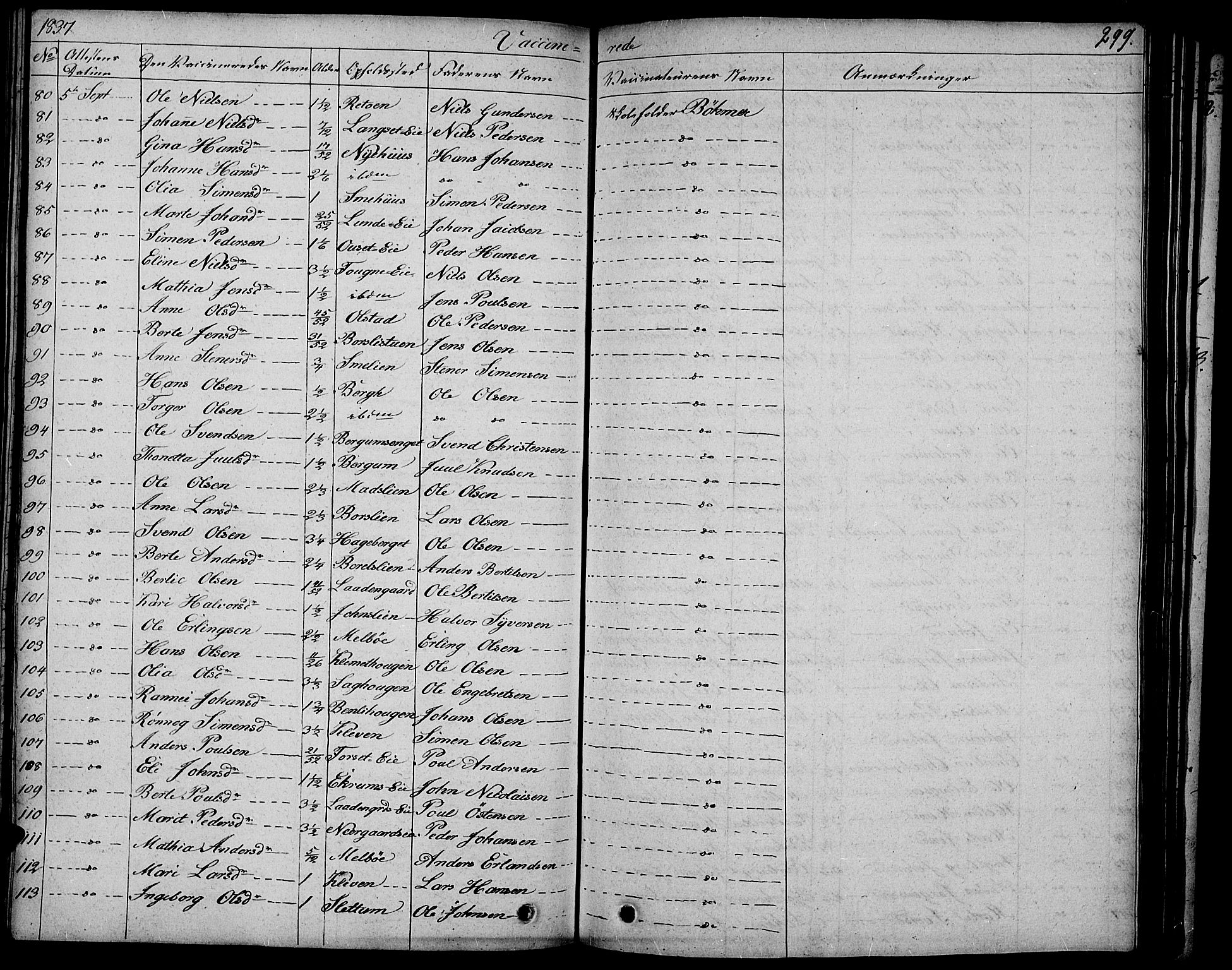 Gausdal prestekontor, AV/SAH-PREST-090/H/Ha/Haa/L0006: Parish register (official) no. 6, 1830-1839, p. 299