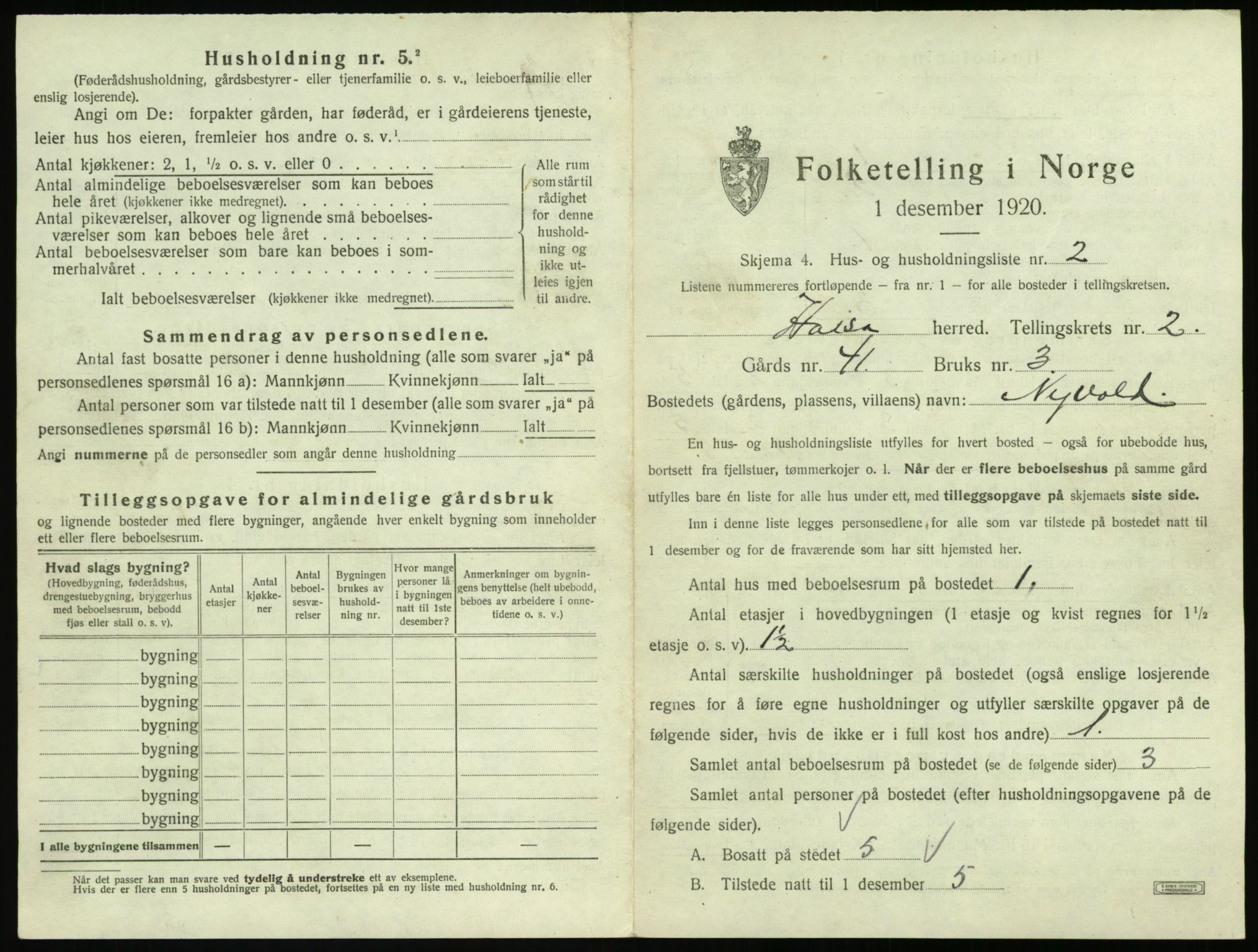 SAT, 1920 census for Halsa, 1920, p. 108