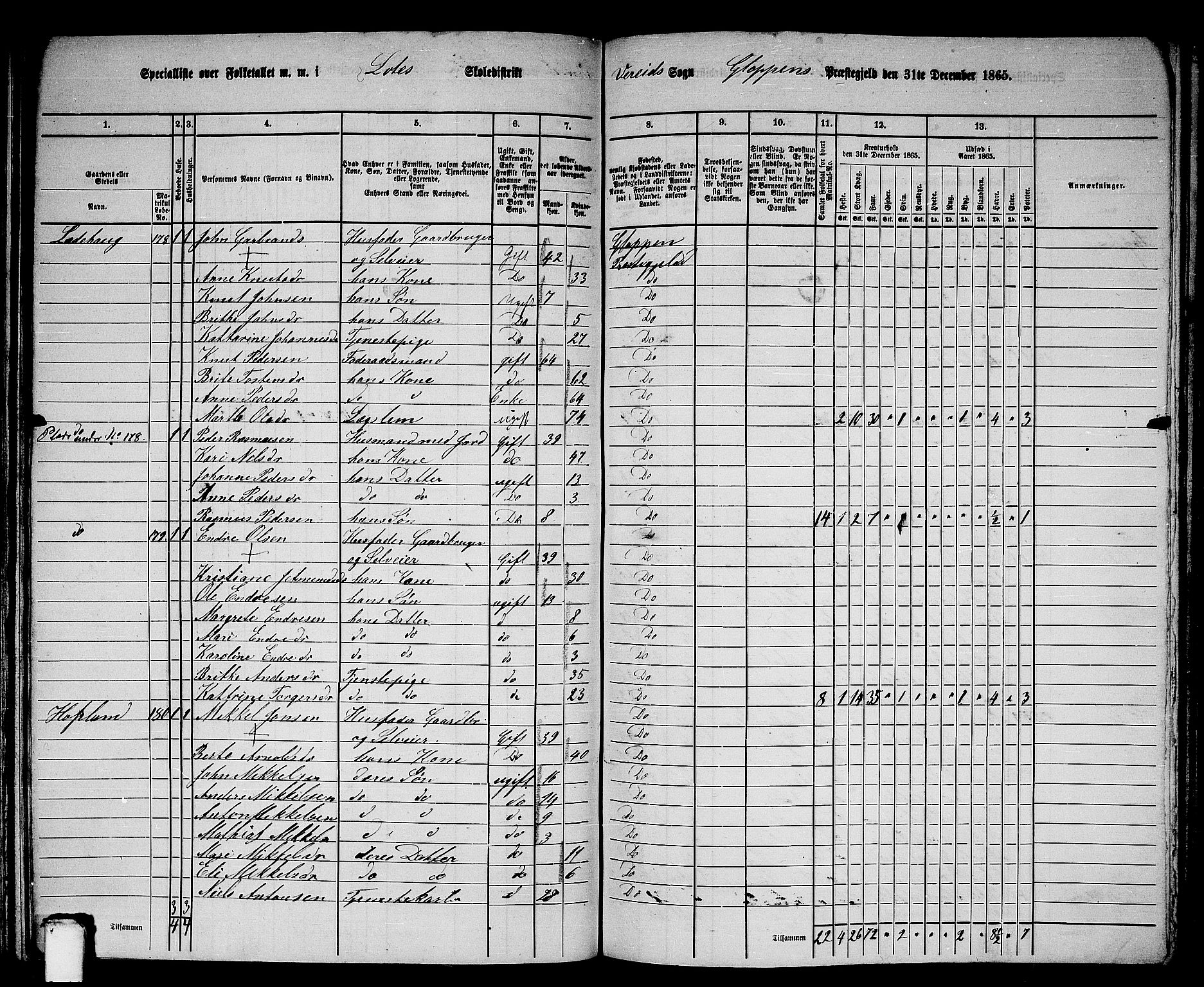 RA, 1865 census for Gloppen, 1865, p. 125