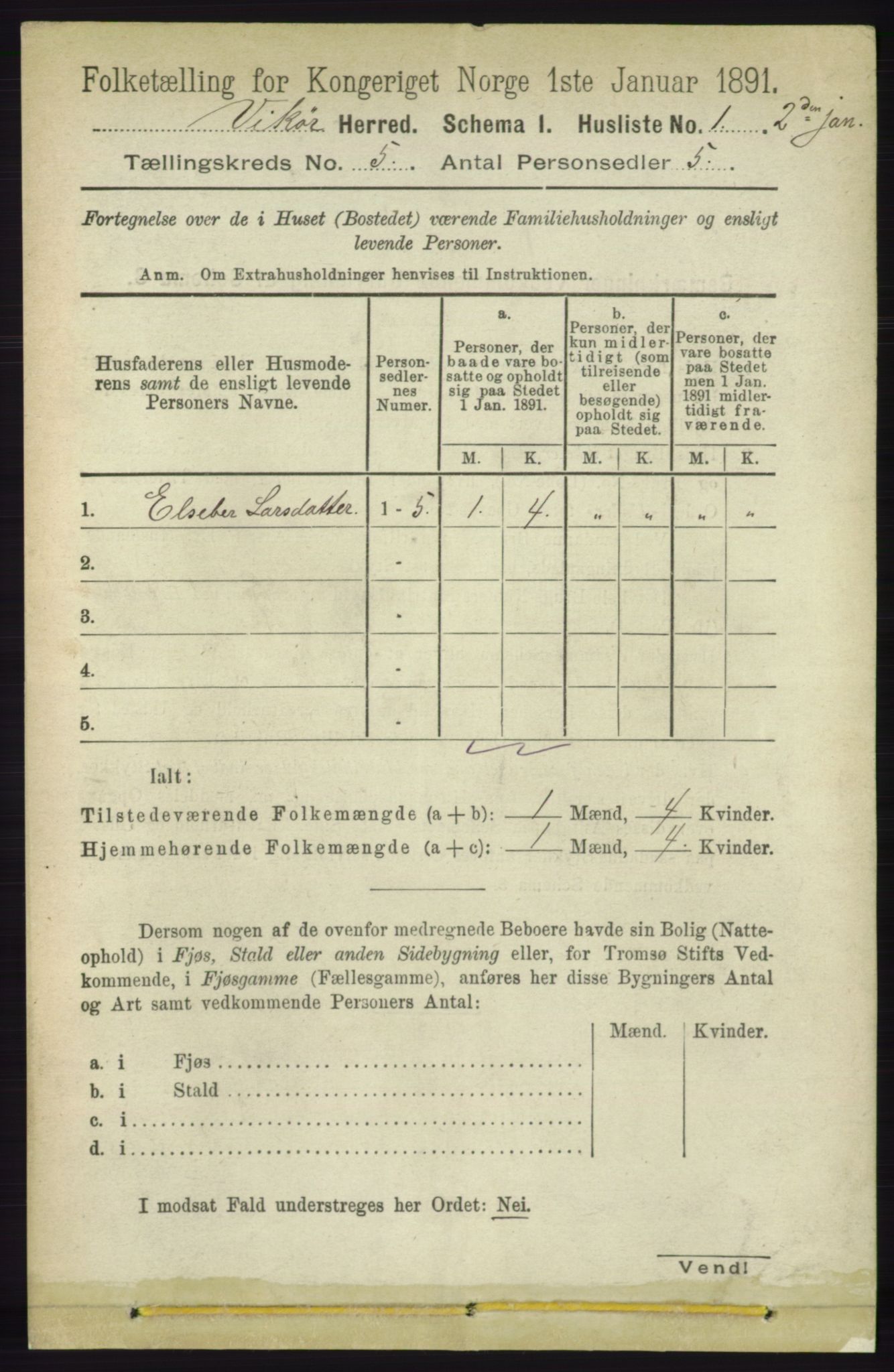 RA, 1891 census for 1238 Vikør, 1891, p. 1358