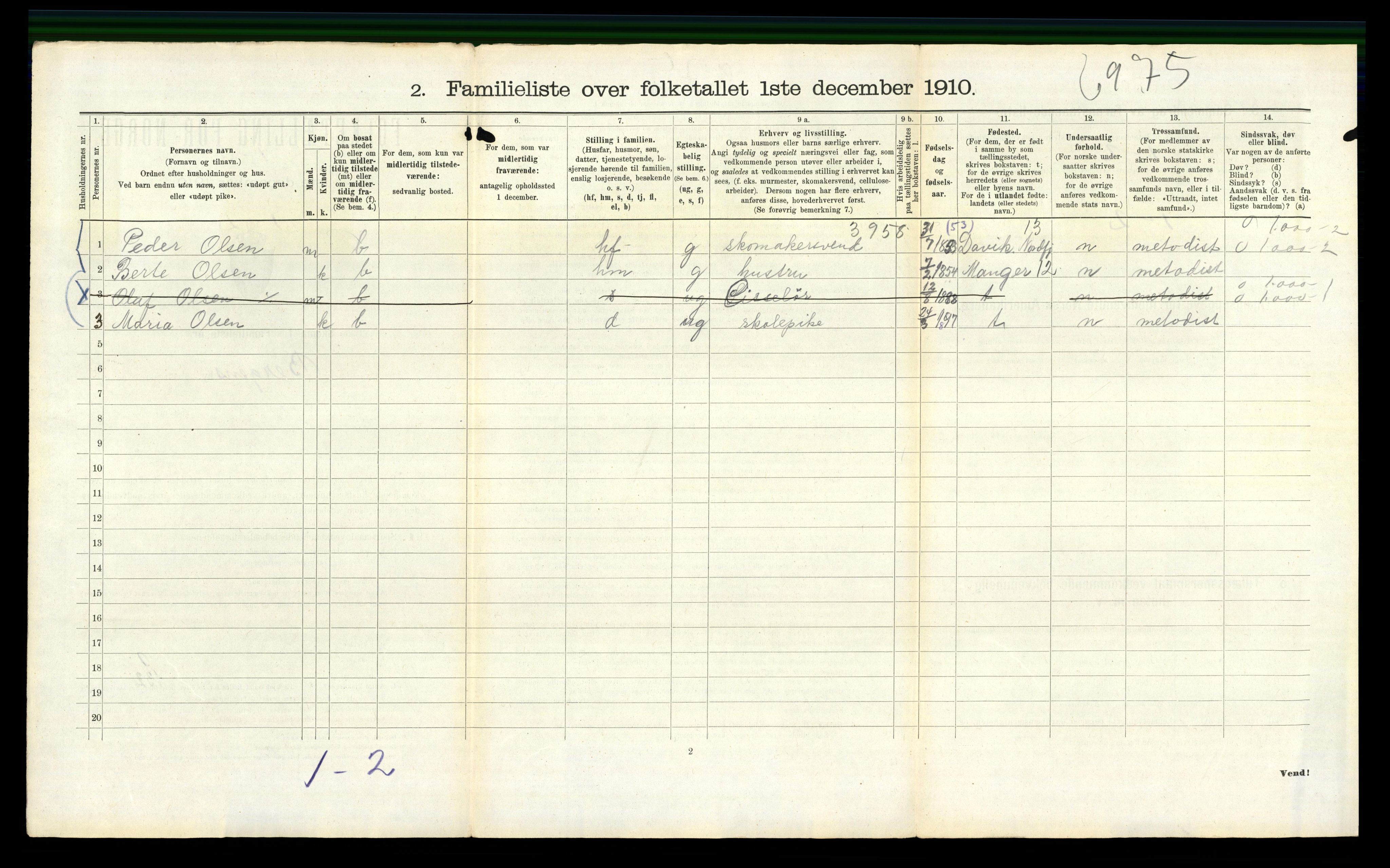RA, 1910 census for Bergen, 1910, p. 20686