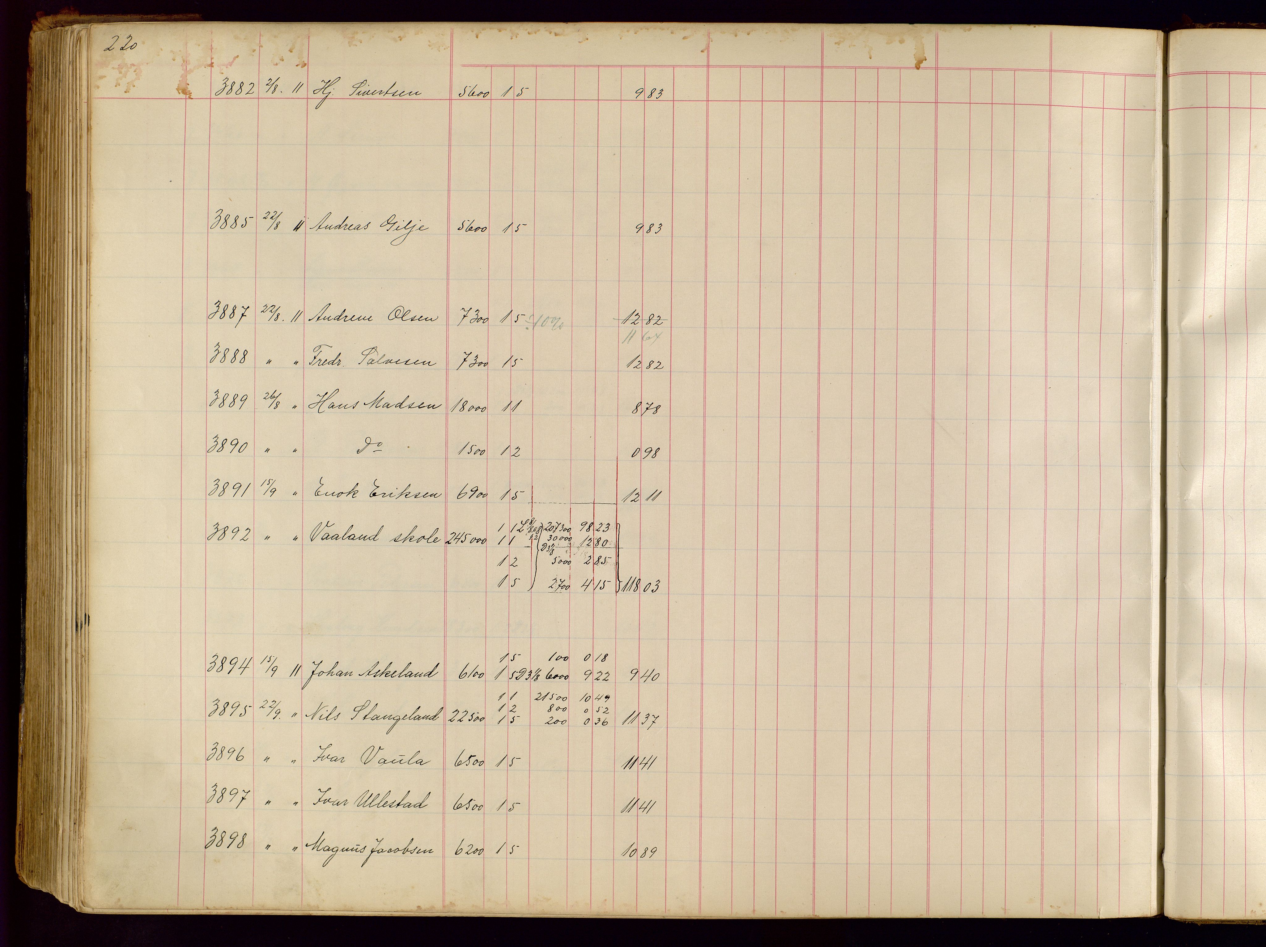 Norges Brannkasse Stavanger, SAST/A-102143/F/Fc/L0001: Brannkontingentprotokoll, 1903-1912, p. 220