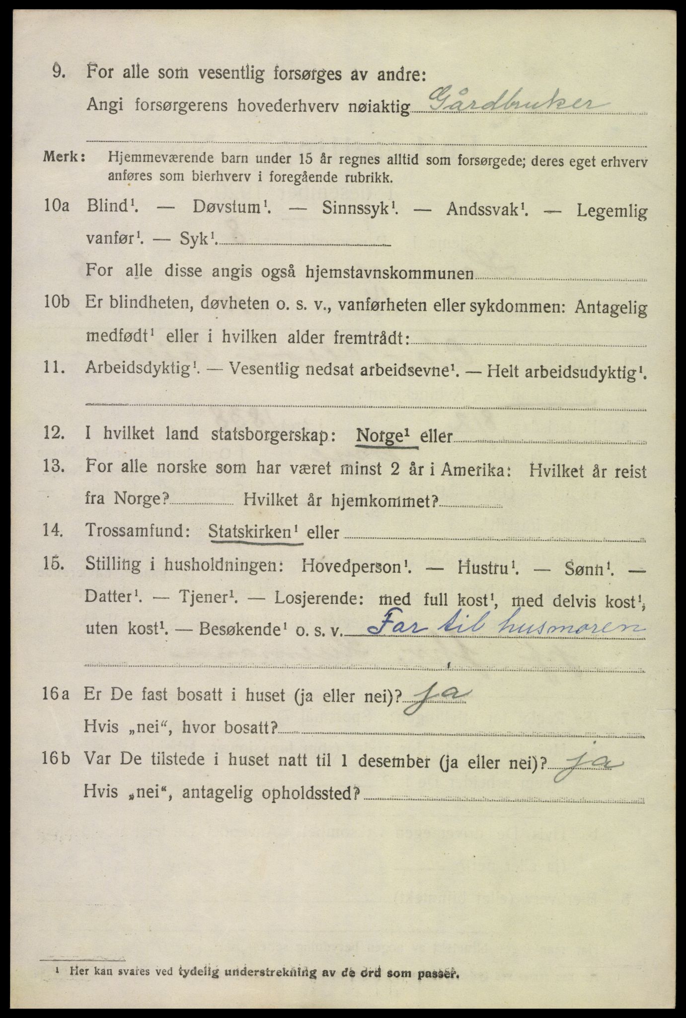 SAK, 1920 census for Hornnes, 1920, p. 2040