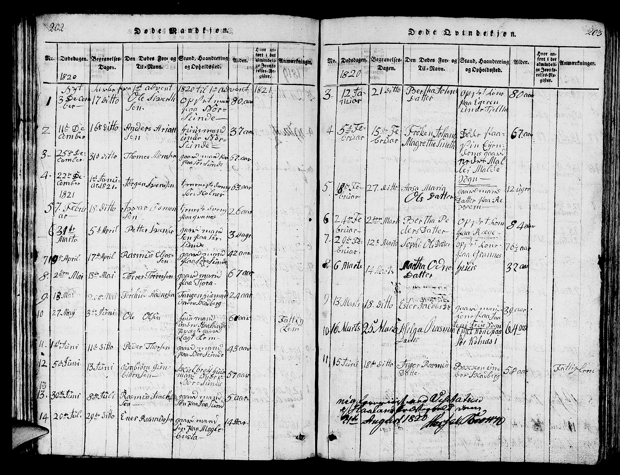 Håland sokneprestkontor, SAST/A-101802/001/30BB/L0001: Parish register (copy) no. B 1, 1815-1845, p. 202-203