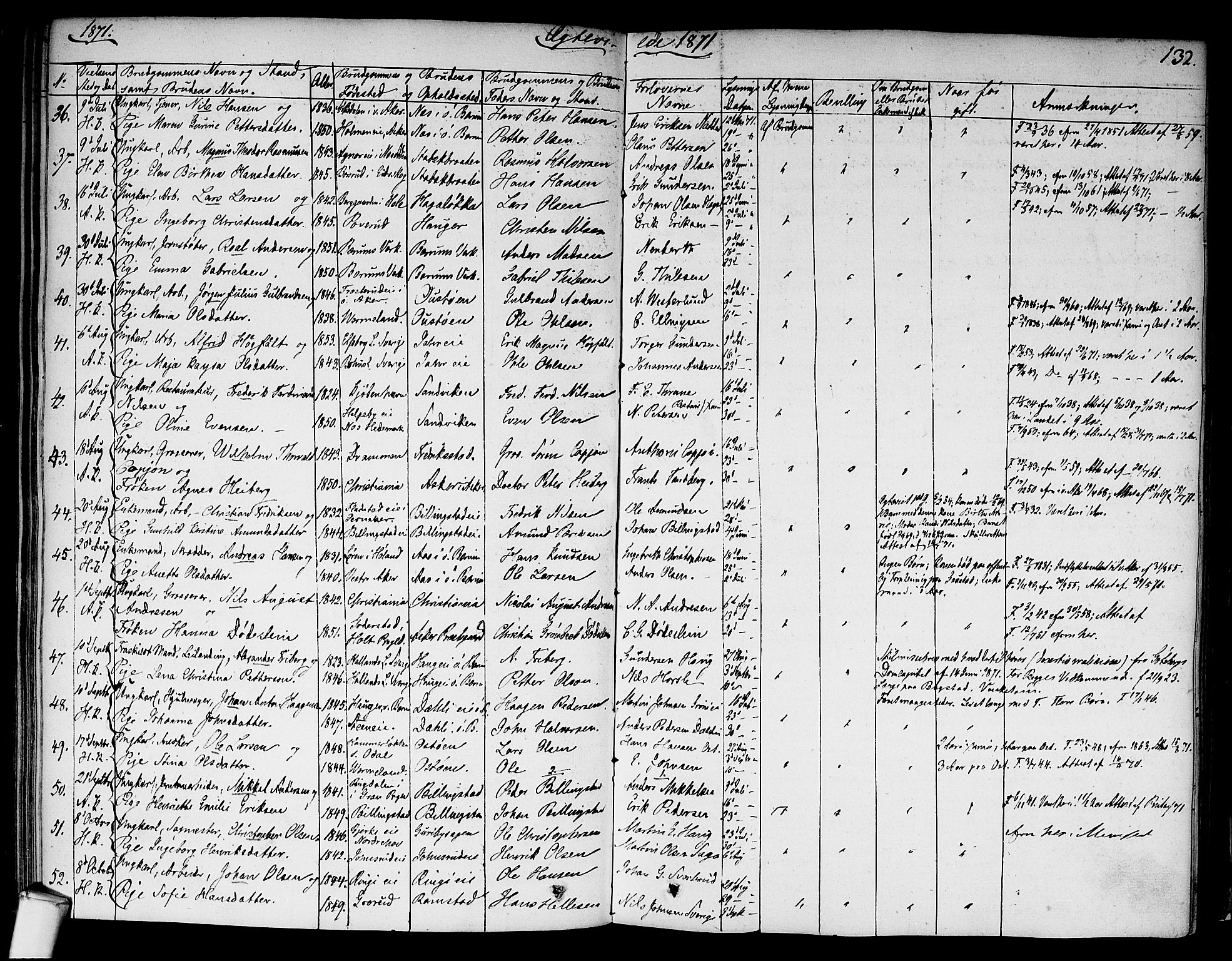Asker prestekontor Kirkebøker, SAO/A-10256a/F/Fa/L0010: Parish register (official) no. I 10, 1825-1878, p. 132