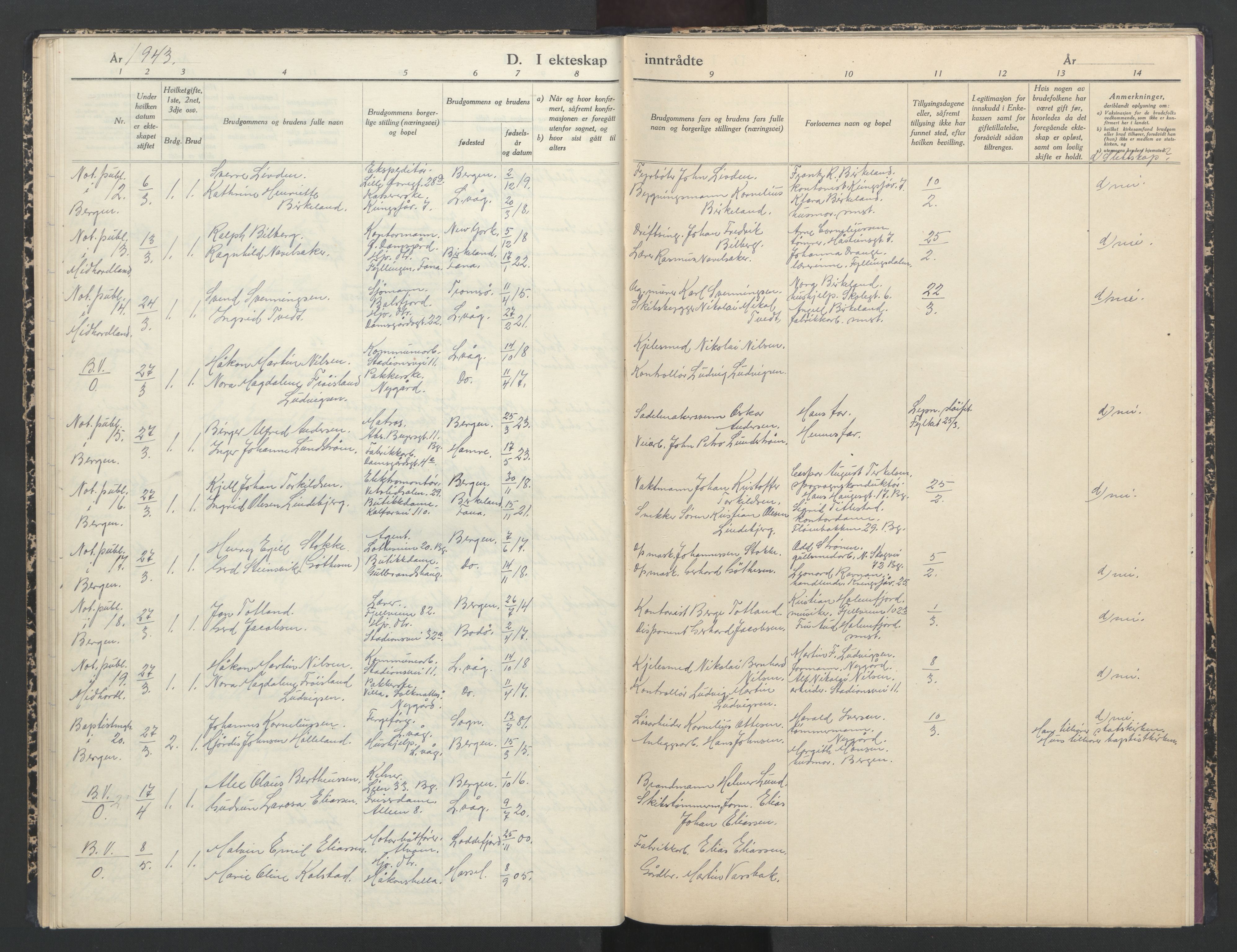 Laksevåg Sokneprestembete, AV/SAB-A-76501/H/Ha/Haa/Haaa/L0003: Parish register (official) no. A 3, 1942-1943