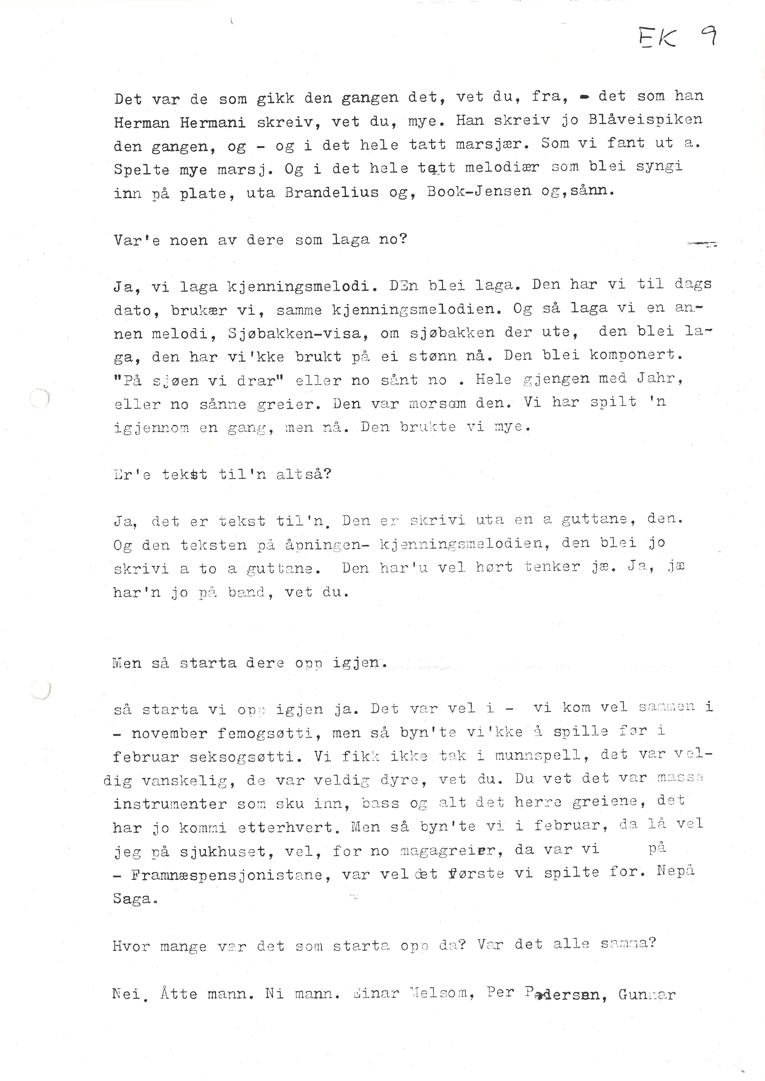 Sa 16 - Folkemusikk fra Vestfold, Gjerdesamlingen, VEMU/A-1868/I/L0001: Informantregister med intervjunedtegnelser, 1979-1986