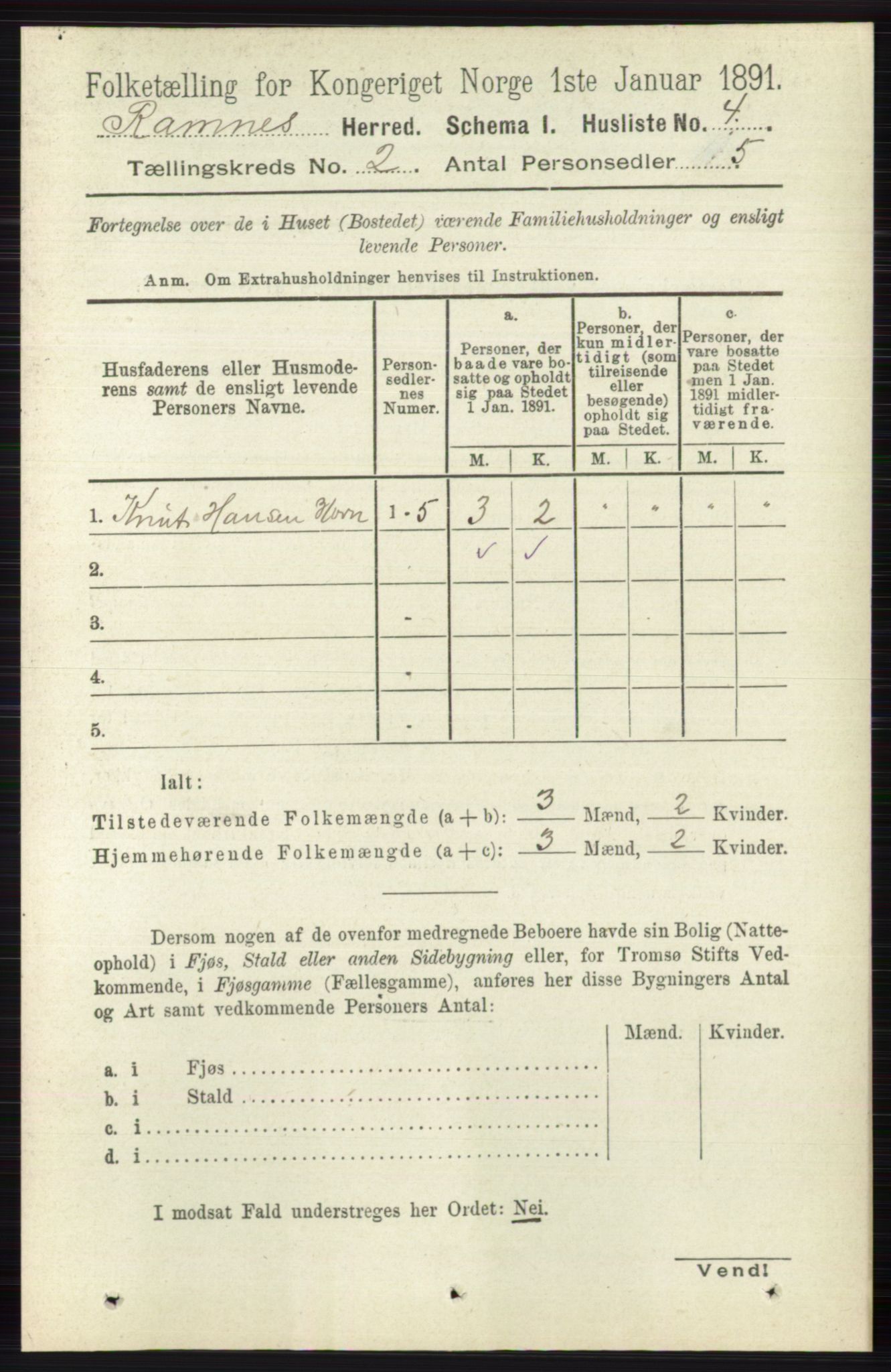 RA, 1891 census for 0718 Ramnes, 1891, p. 457