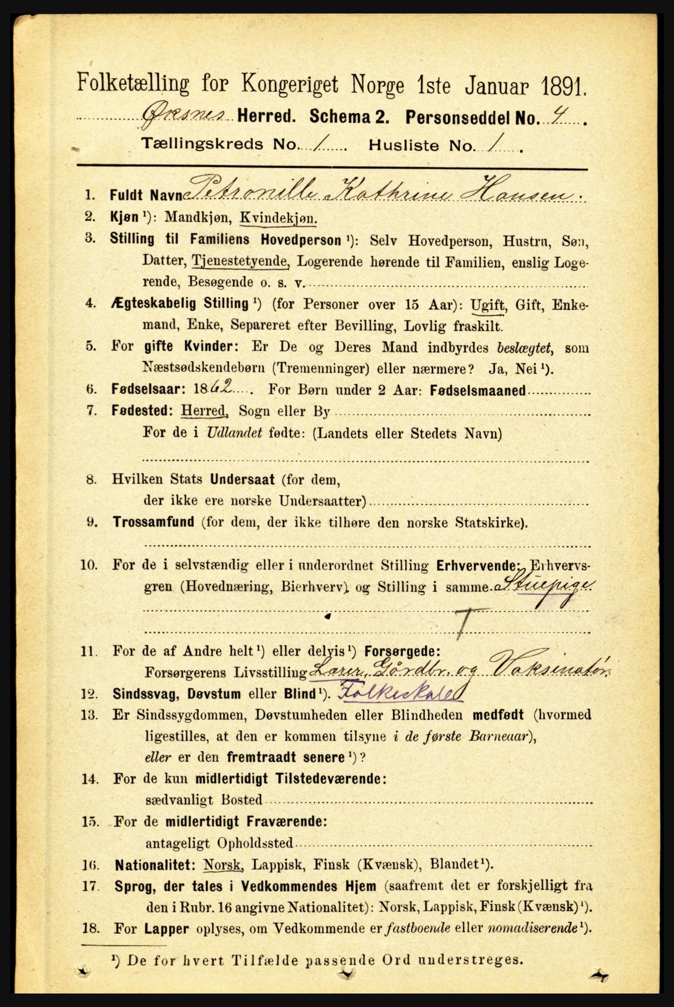 RA, 1891 census for 1868 Øksnes, 1891, p. 88