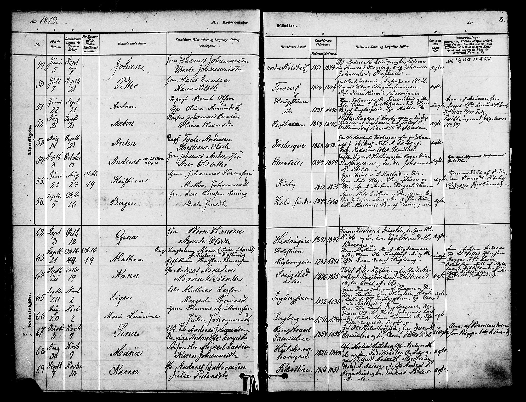 Ringsaker prestekontor, AV/SAH-PREST-014/K/Ka/L0012: Parish register (official) no. 12, 1879-1890, p. 8