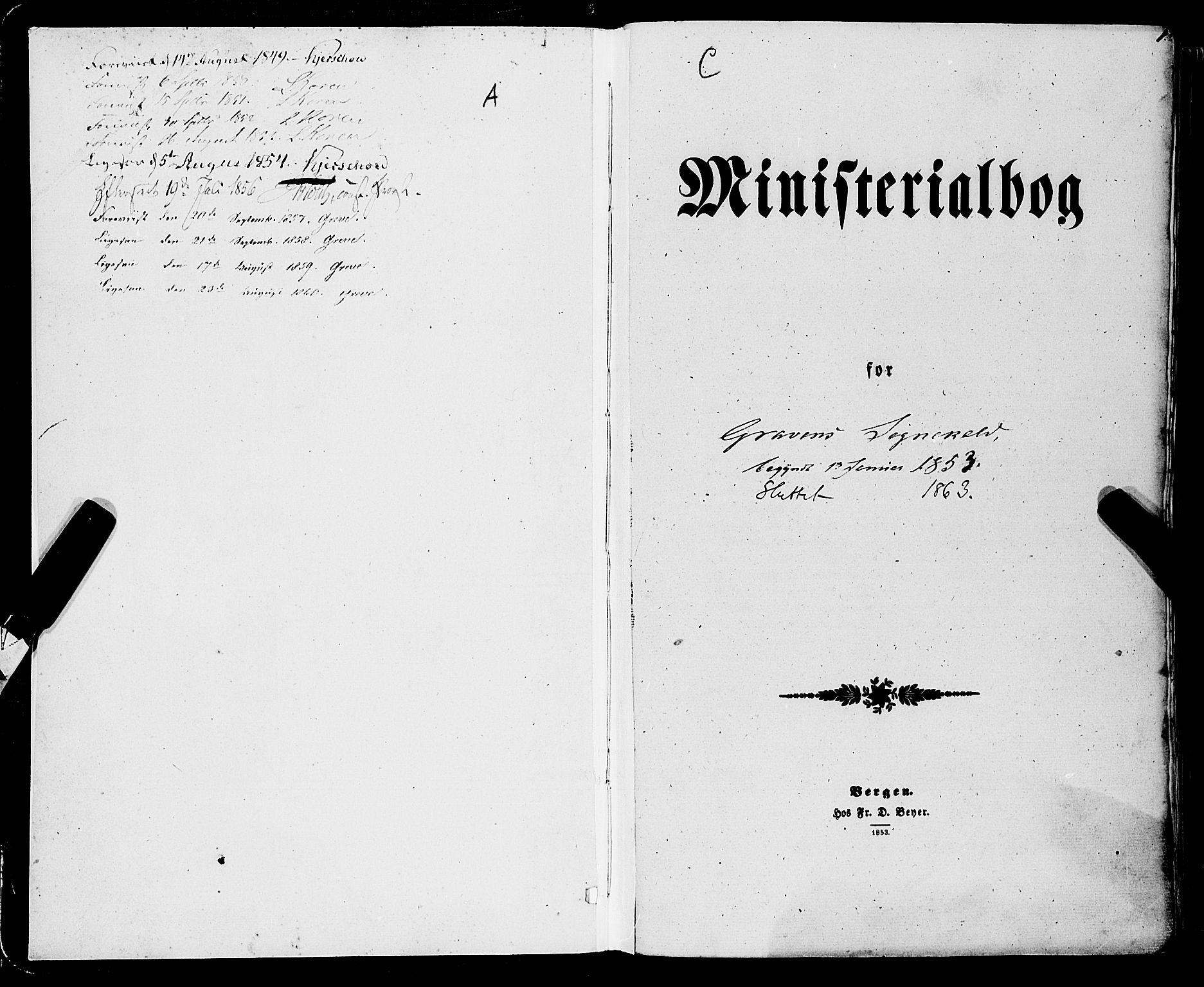 Ulvik sokneprestembete, AV/SAB-A-78801/H/Haa: Parish register (official) no. A 13, 1853-1863, p. 1