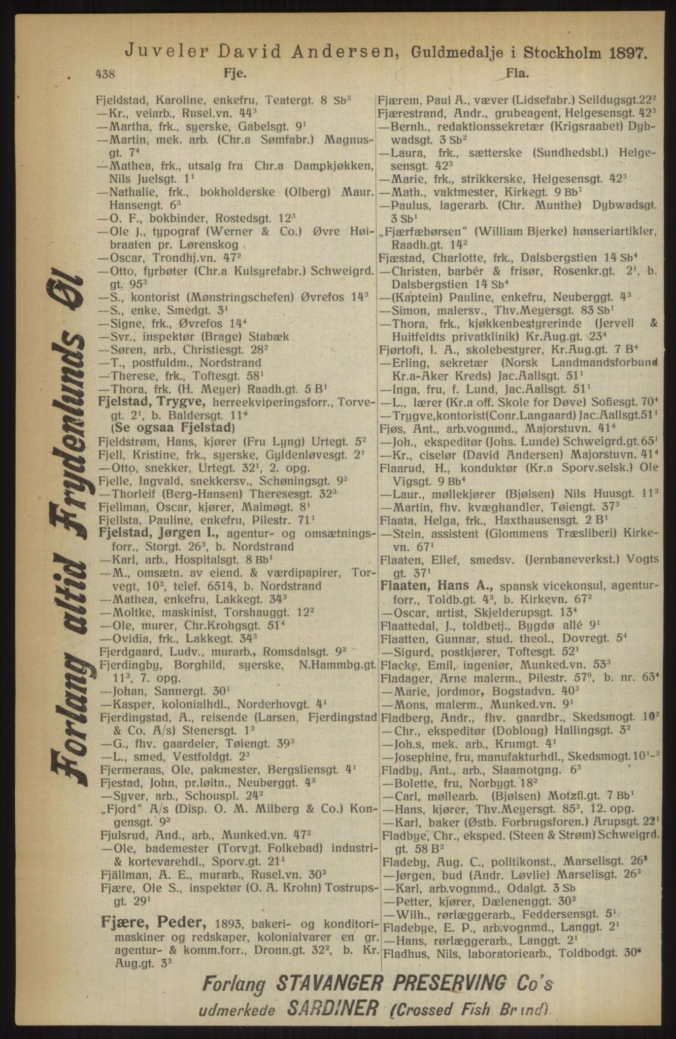 Kristiania/Oslo adressebok, PUBL/-, 1914, p. 438