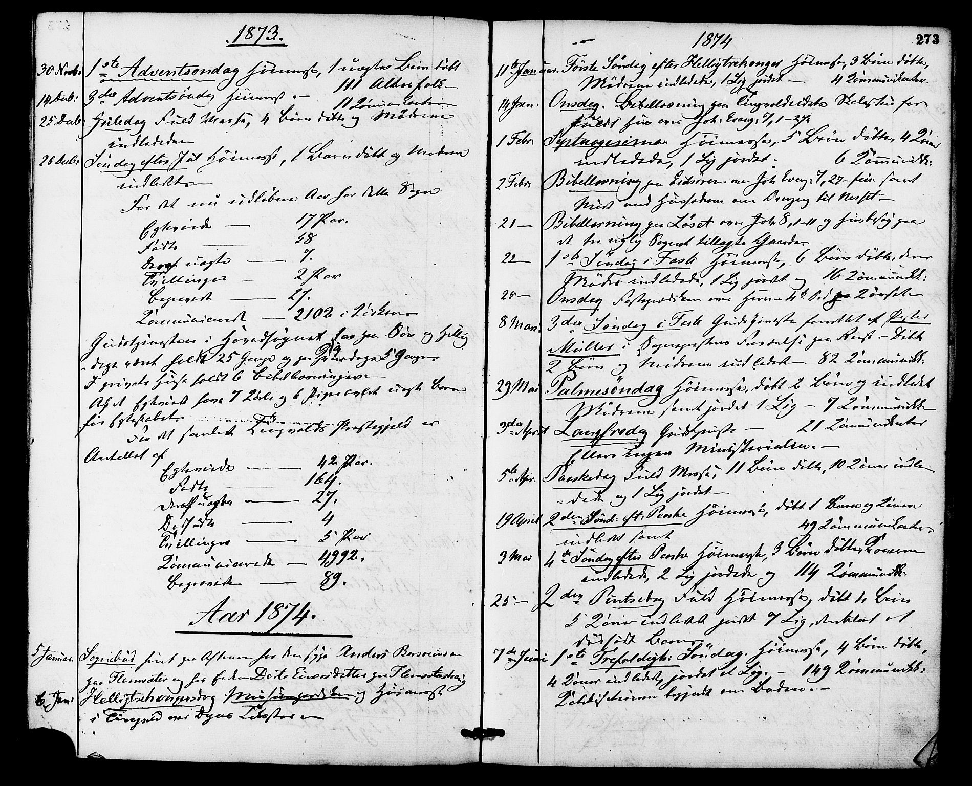 Ministerialprotokoller, klokkerbøker og fødselsregistre - Møre og Romsdal, SAT/A-1454/586/L0986: Parish register (official) no. 586A12, 1867-1878, p. 273