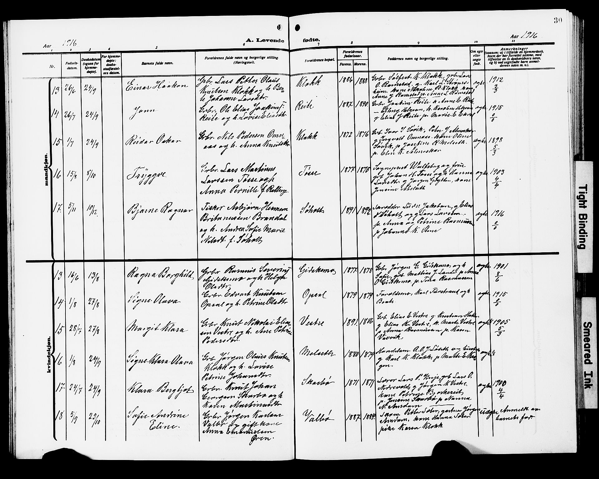 Ministerialprotokoller, klokkerbøker og fødselsregistre - Møre og Romsdal, AV/SAT-A-1454/522/L0328: Parish register (copy) no. 522C07, 1909-1925, p. 30