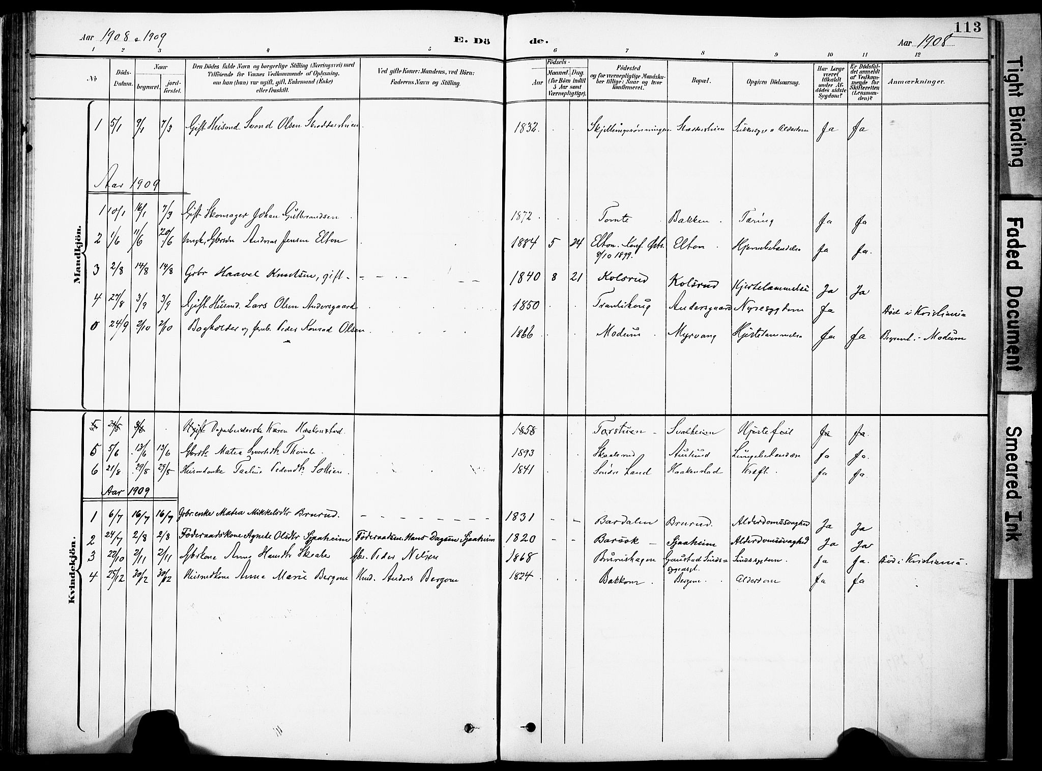 Nordre Land prestekontor, SAH/PREST-124/H/Ha/Haa/L0006: Parish register (official) no. 6, 1897-1914, p. 113