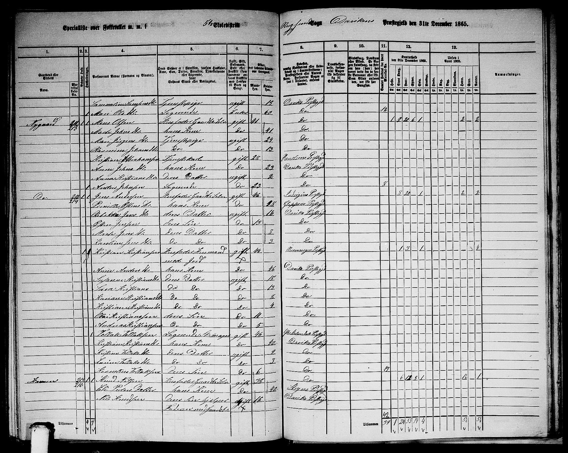 RA, 1865 census for Davik, 1865, p. 107