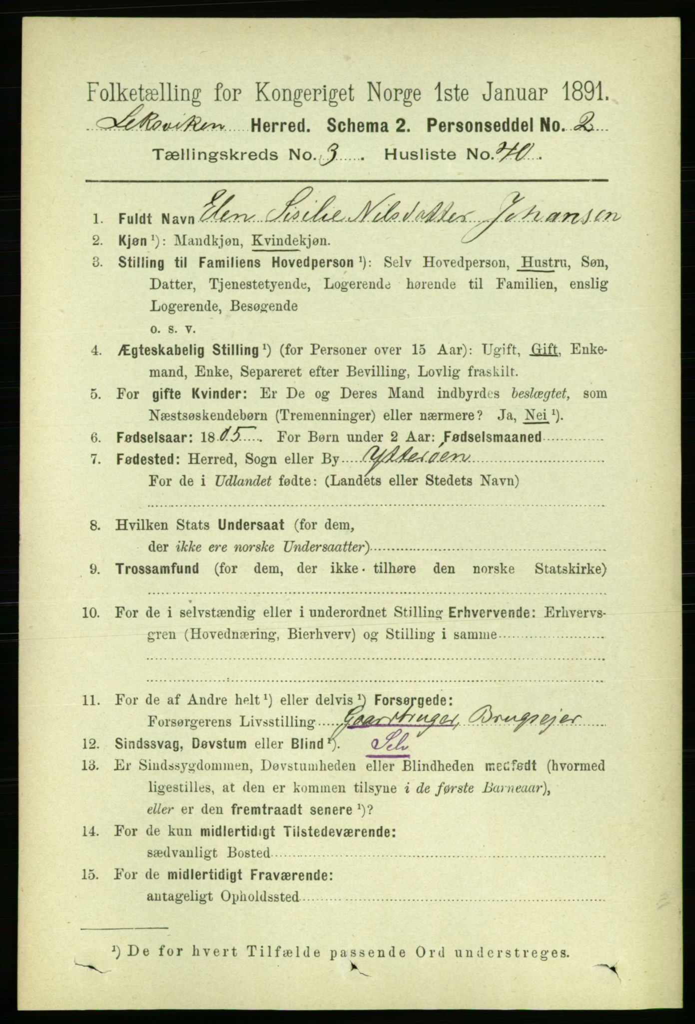 RA, 1891 census for 1718 Leksvik, 1891, p. 1402