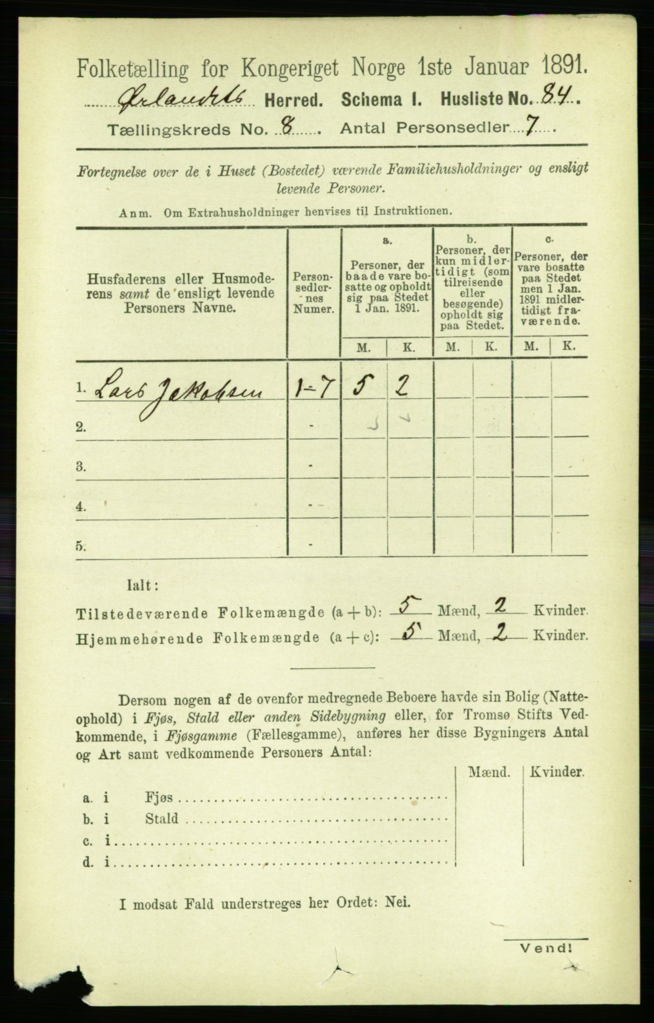 RA, 1891 census for 1621 Ørland, 1891, p. 3181