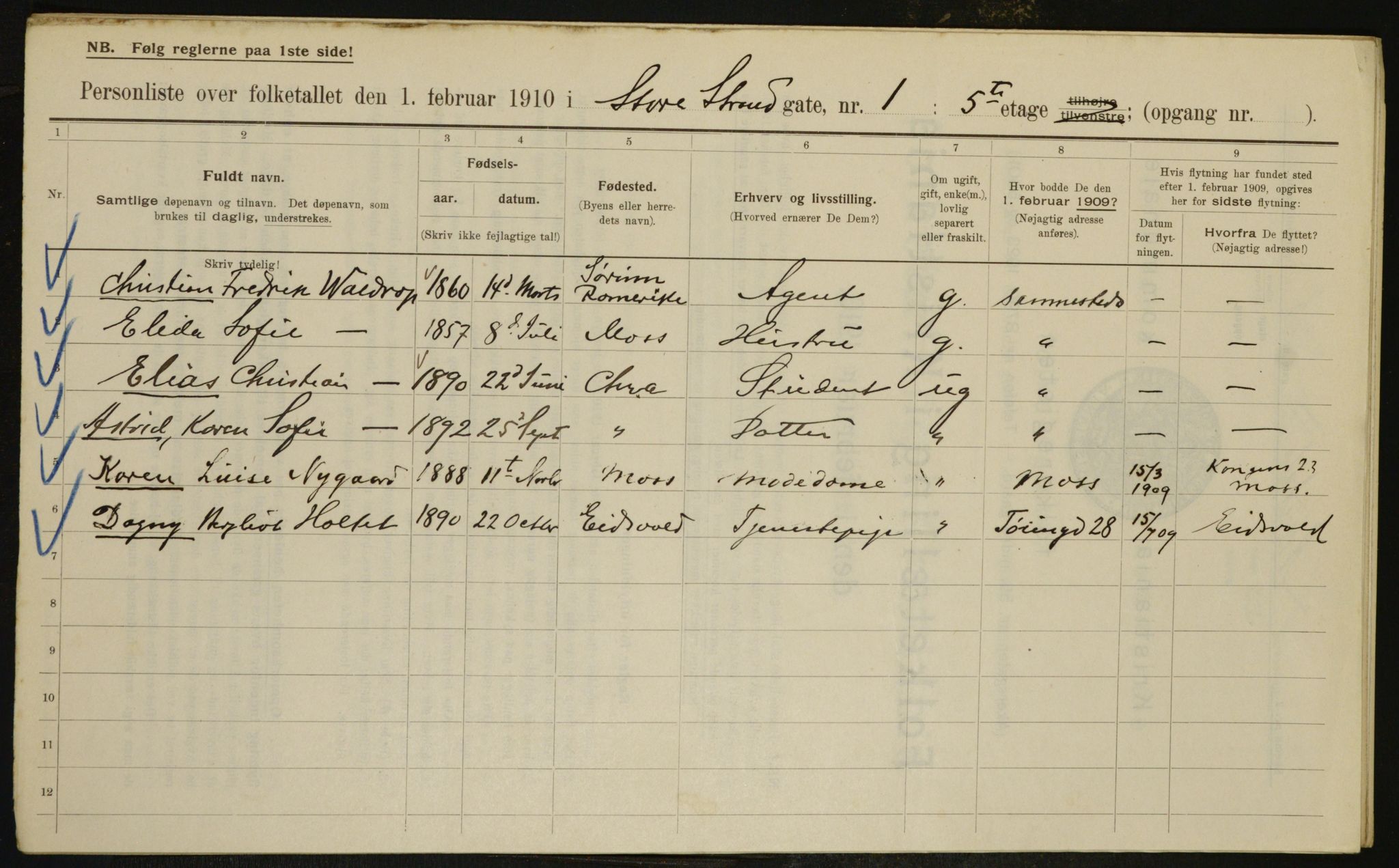 OBA, Municipal Census 1910 for Kristiania, 1910, p. 97704