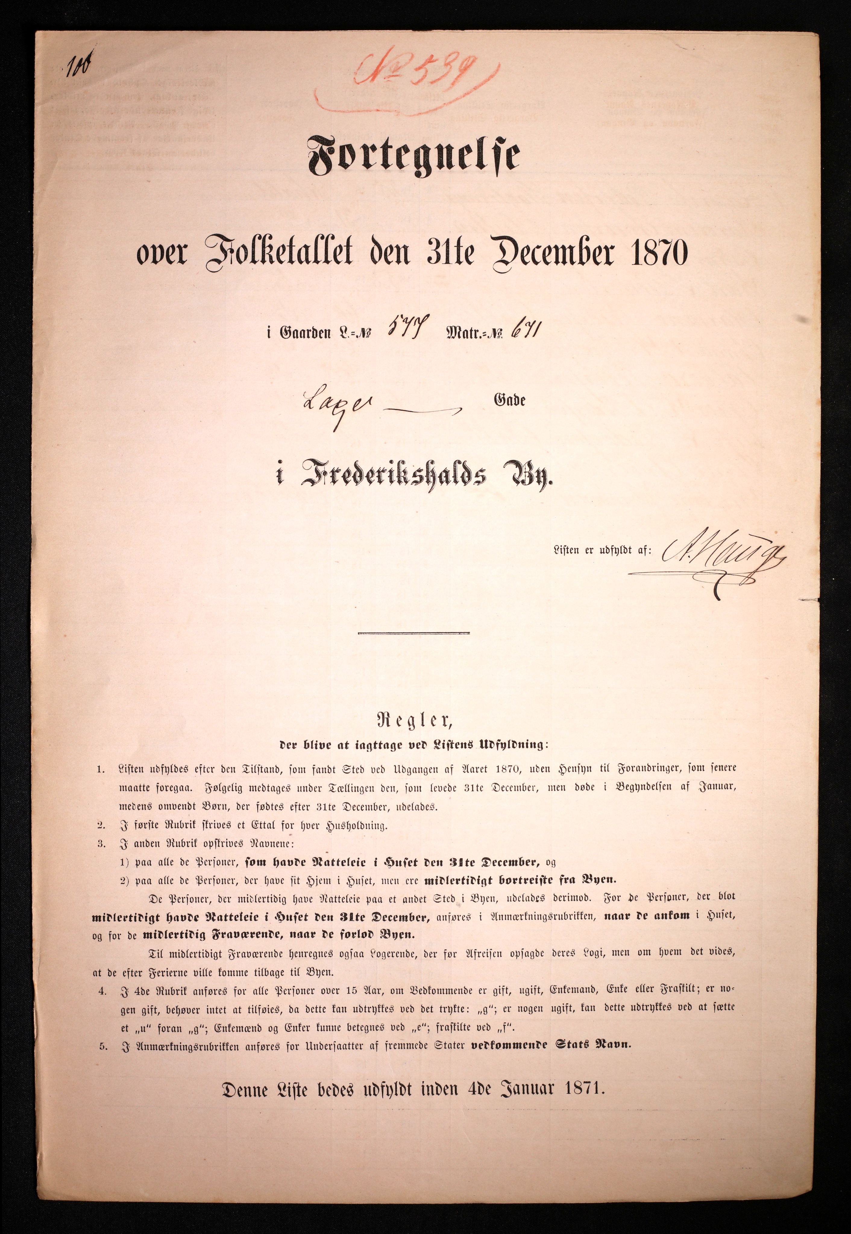 RA, 1870 census for 0101 Fredrikshald, 1870, p. 2239