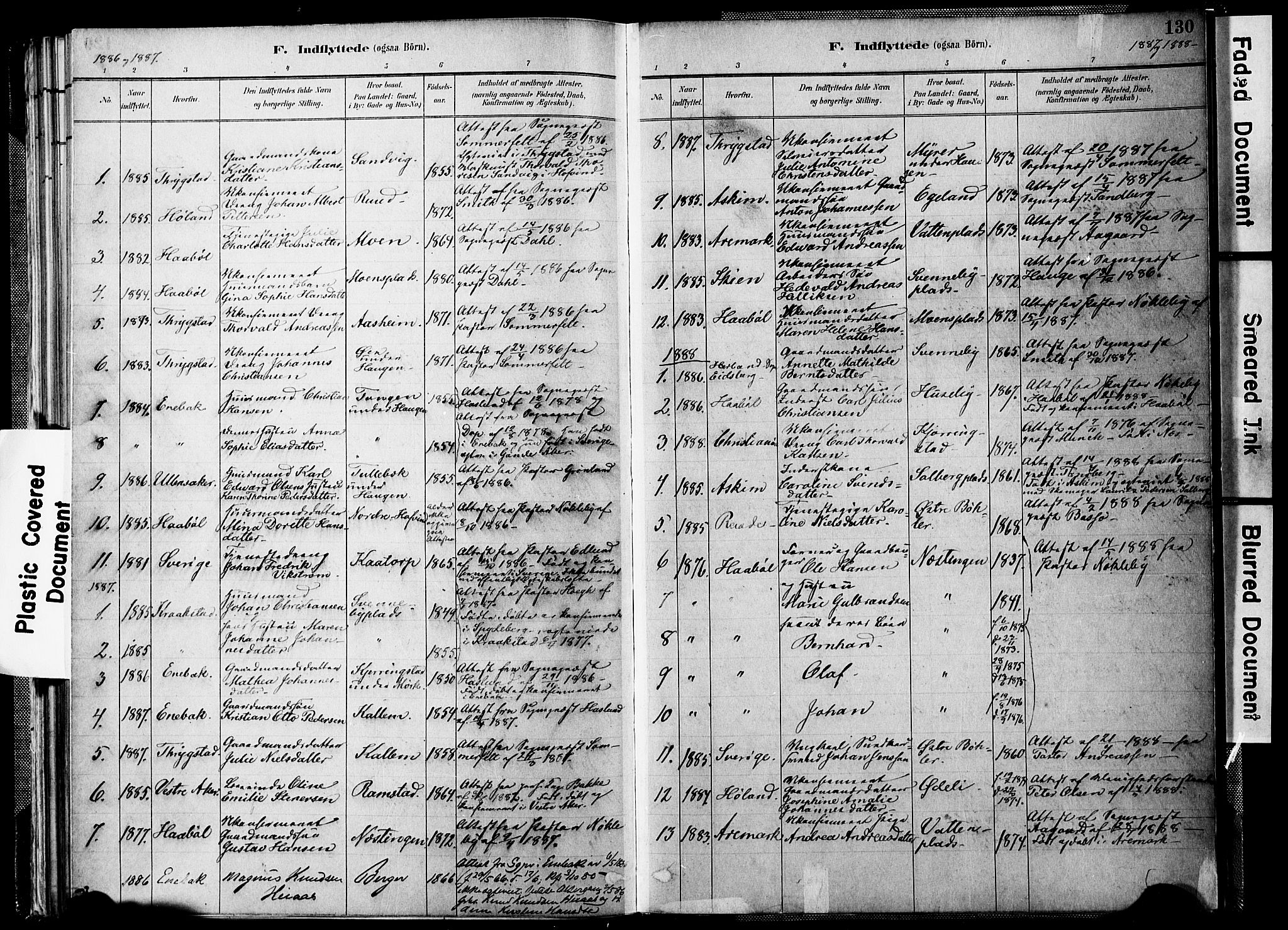 Spydeberg prestekontor Kirkebøker, SAO/A-10924/F/Fb/L0001: Parish register (official) no. II 1, 1886-1907, p. 130