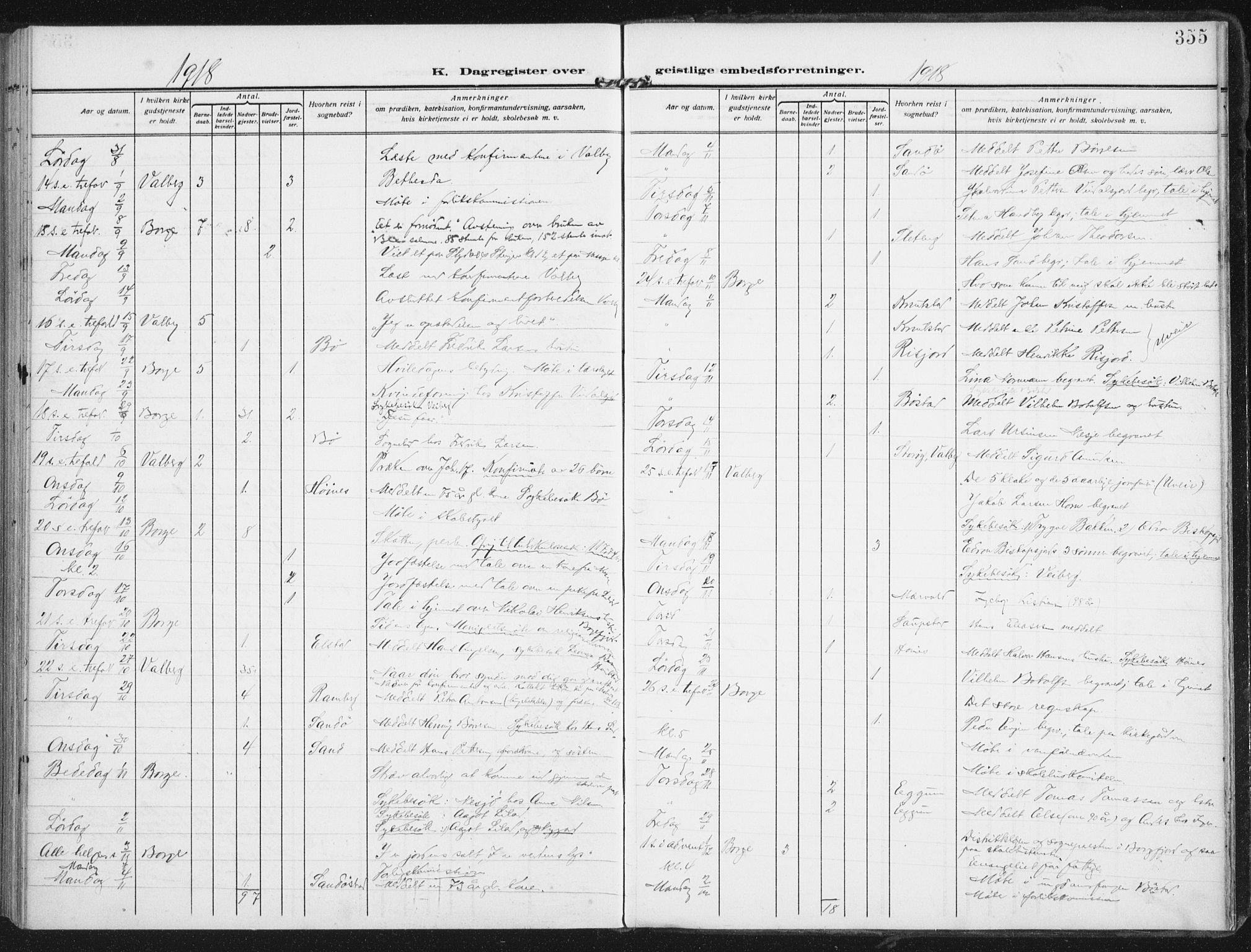 Ministerialprotokoller, klokkerbøker og fødselsregistre - Nordland, AV/SAT-A-1459/880/L1135: Parish register (official) no. 880A09, 1908-1919, p. 355