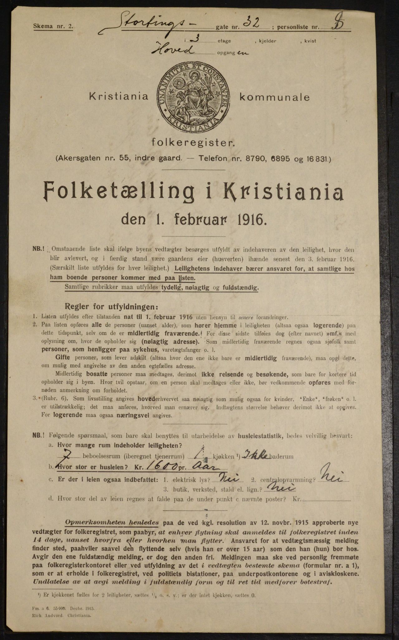 OBA, Municipal Census 1916 for Kristiania, 1916, p. 106377