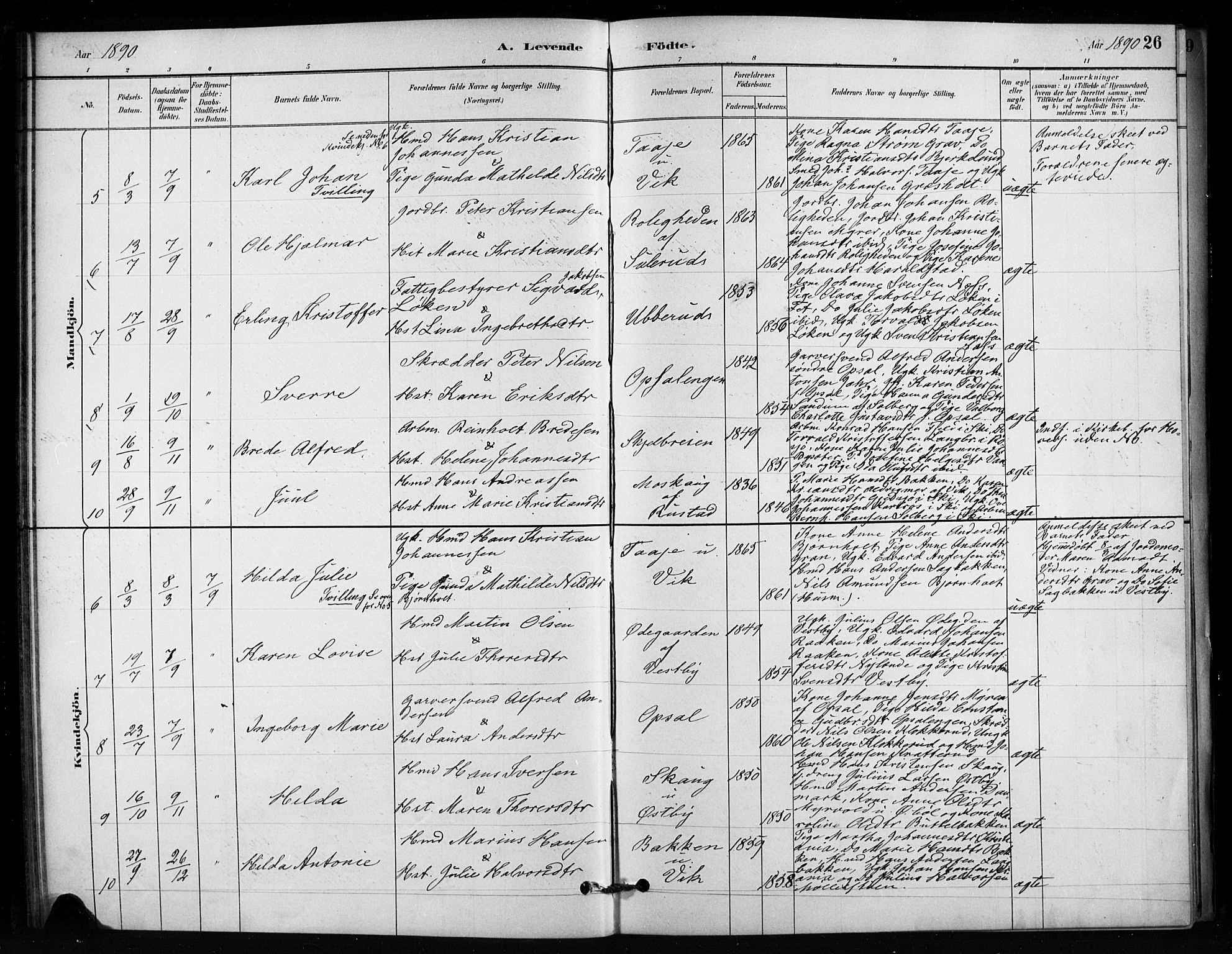 Enebakk prestekontor Kirkebøker, AV/SAO-A-10171c/F/Fb/L0001: Parish register (official) no. II 1, 1877-1902, p. 26