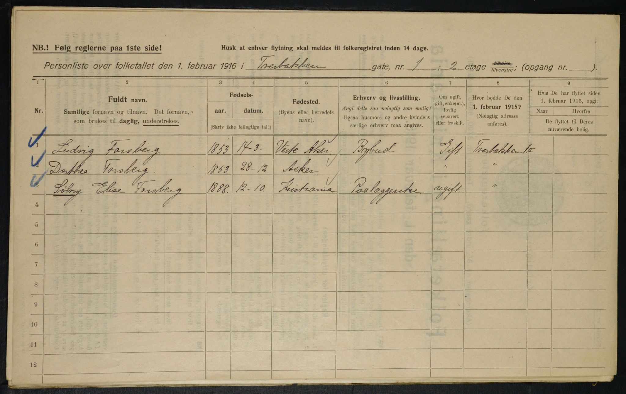 OBA, Municipal Census 1916 for Kristiania, 1916, p. 120560