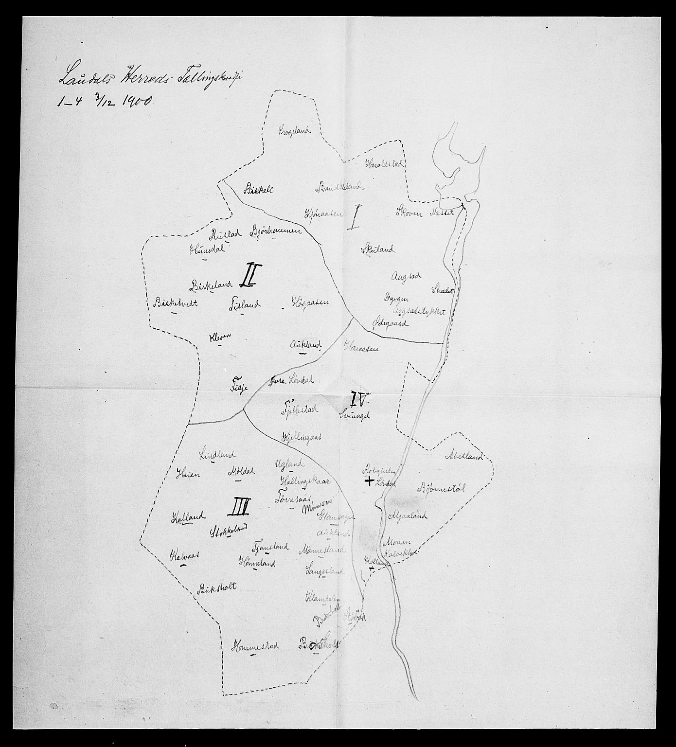 SAK, 1900 census for Laudal, 1900, p. 13