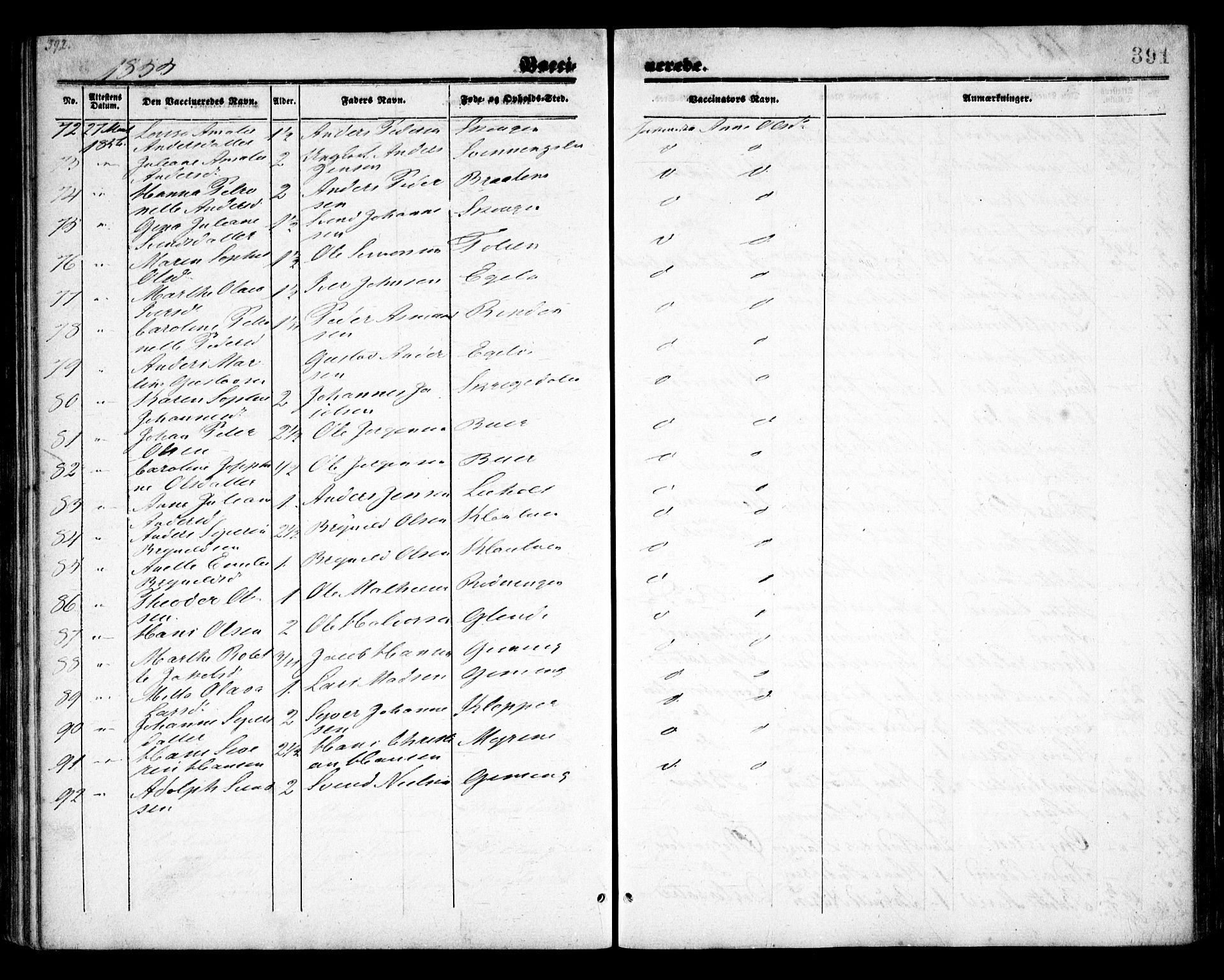 Idd prestekontor Kirkebøker, AV/SAO-A-10911/F/Fc/L0004b: Parish register (official) no. III 4B, 1848-1860, p. 391