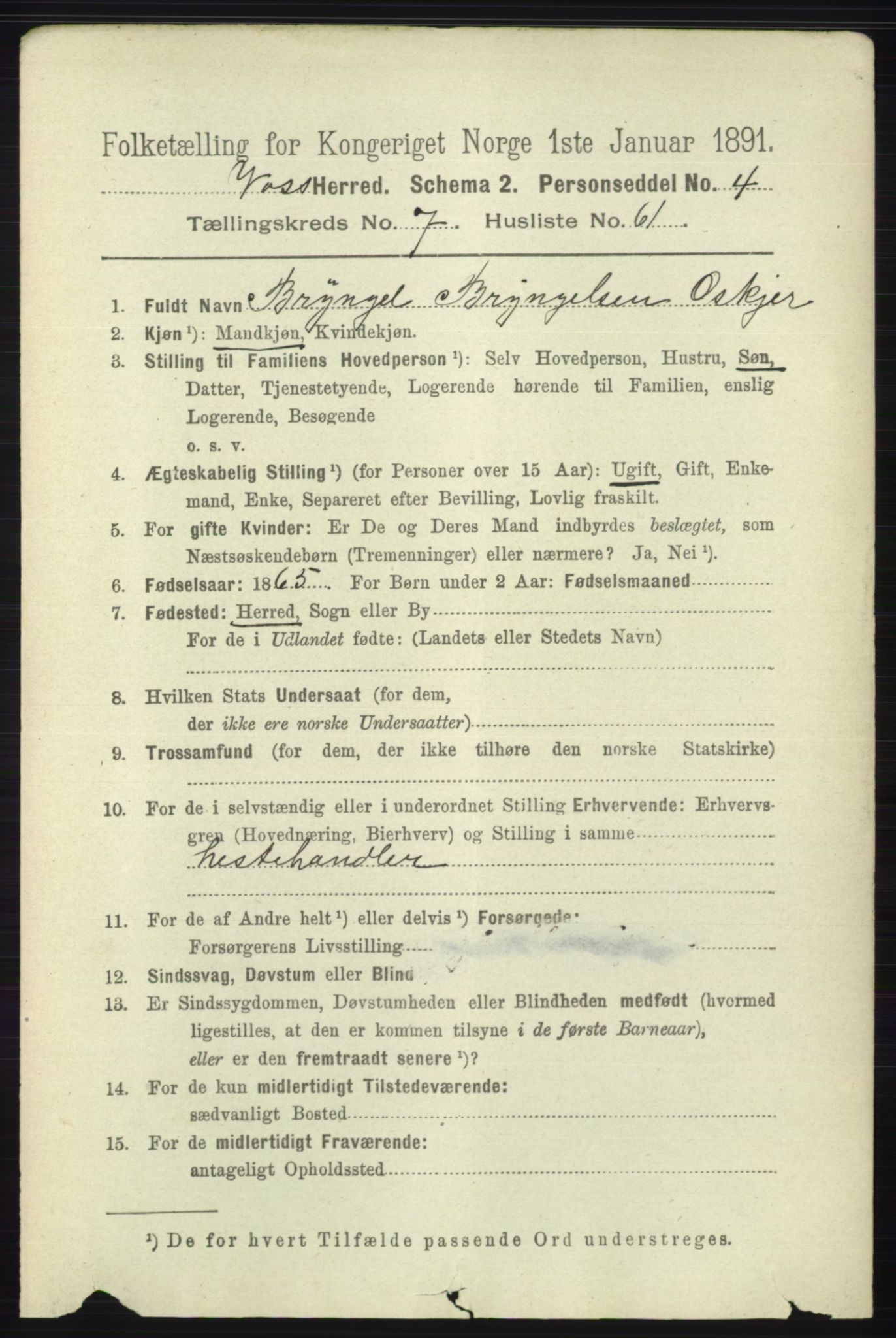 RA, 1891 census for 1235 Voss, 1891, p. 4145